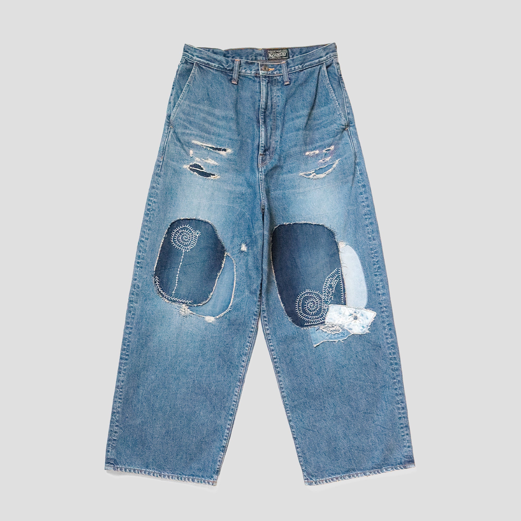 14oz PATCHWORK DENIM BAGGY PANTS
