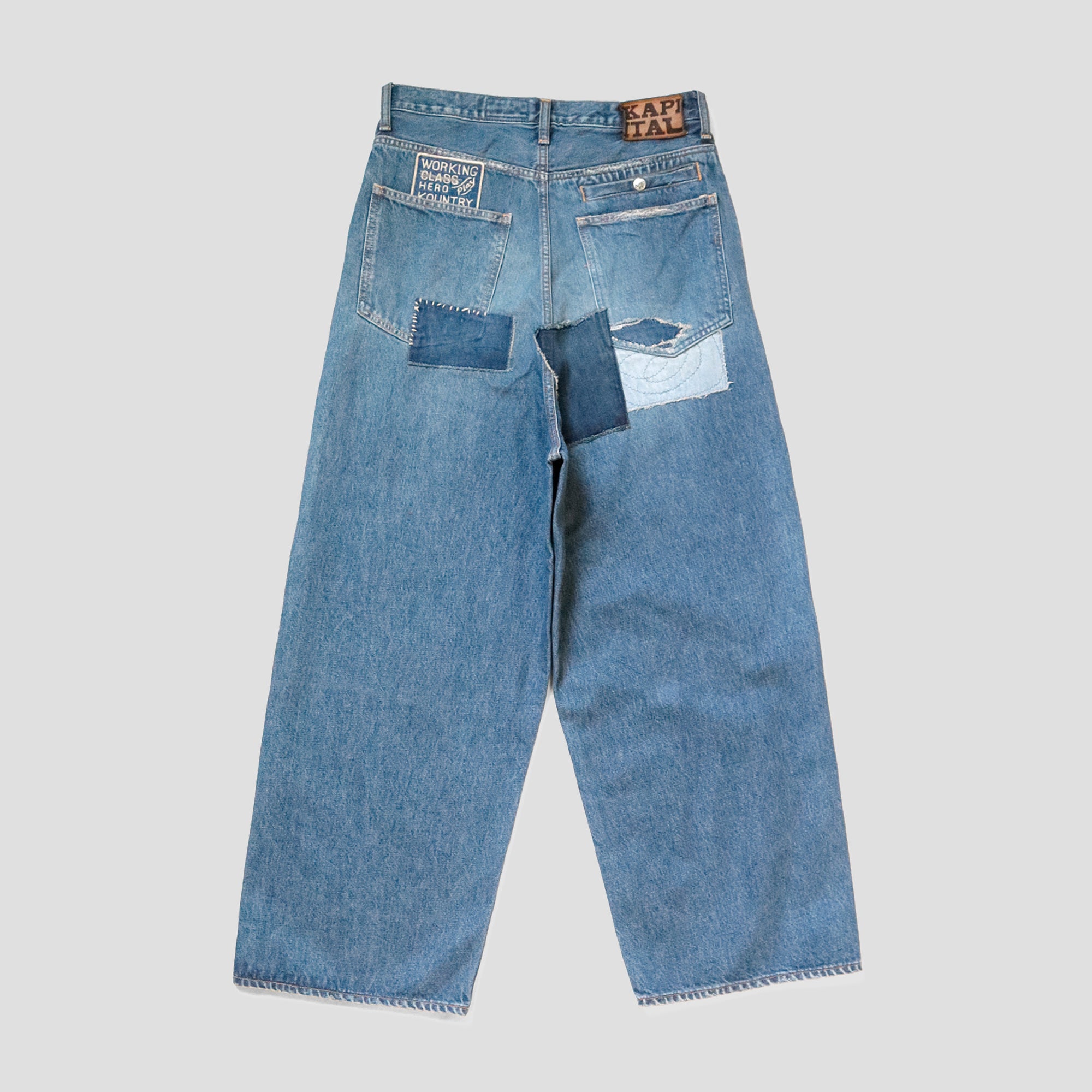 14oz PATCHWORK DENIM BAGGY PANTS