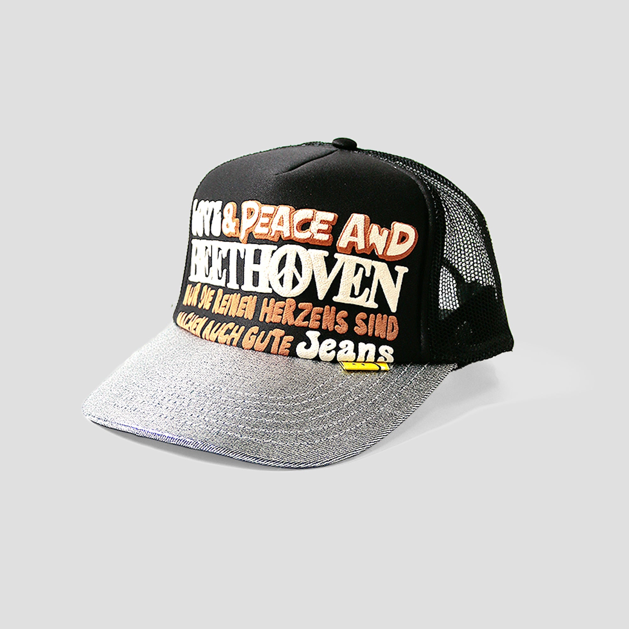 LOVE & PEACE BEETHOVEN SILVER BRIM TRUCKER HAT