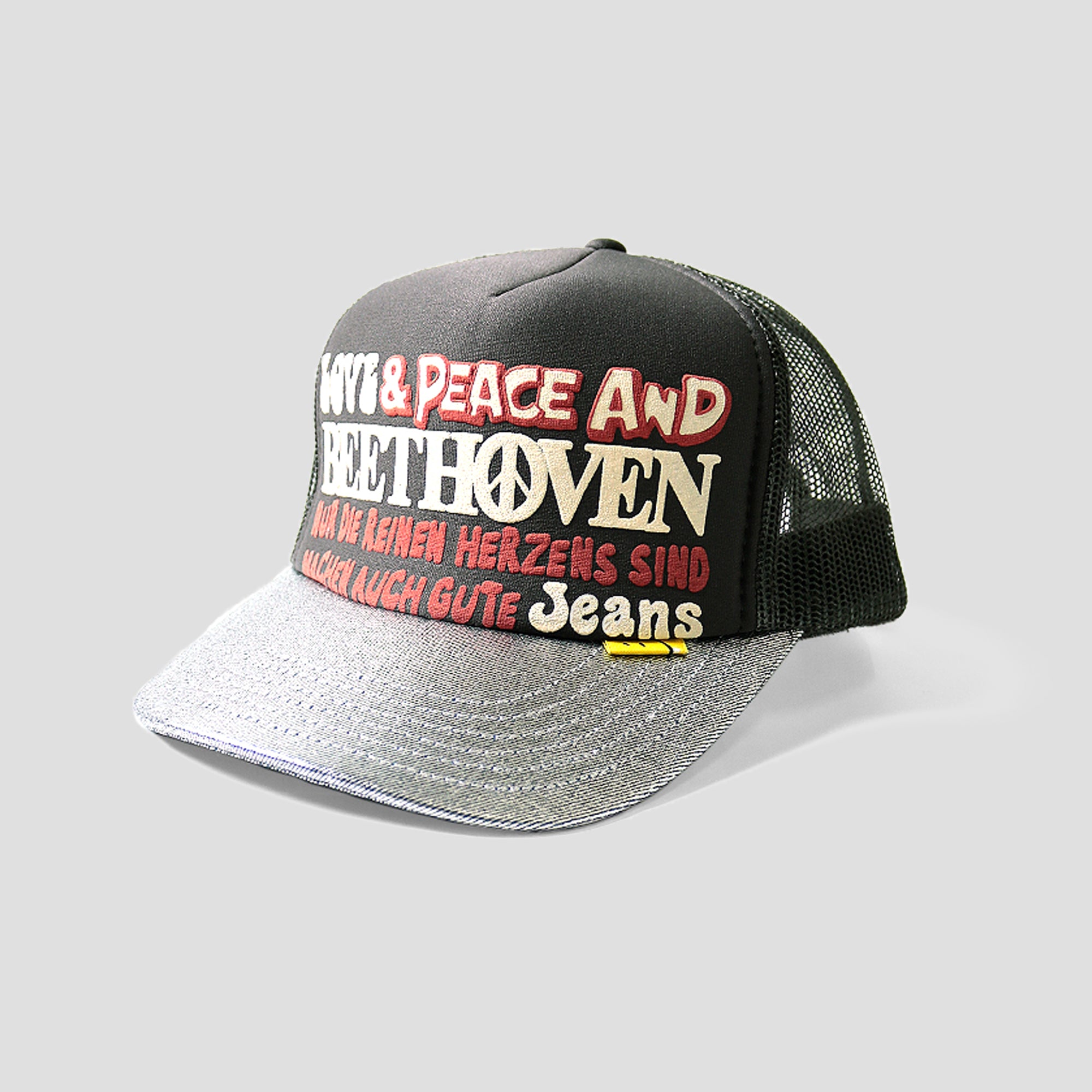 LOVE & PEACE BEETHOVEN SILVER BRIM TRUCKER HAT