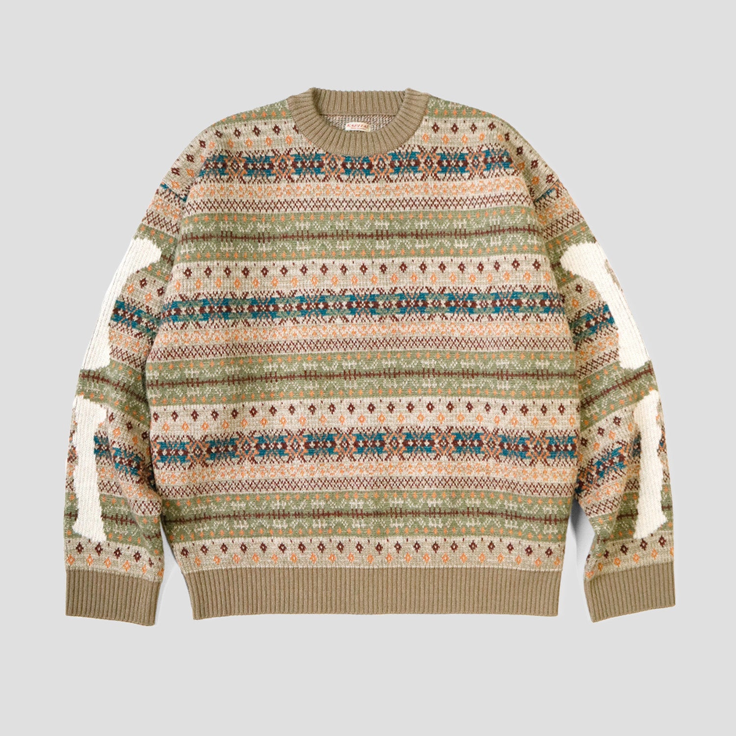 7G WOOL FAIRISLE BONE SWEATER