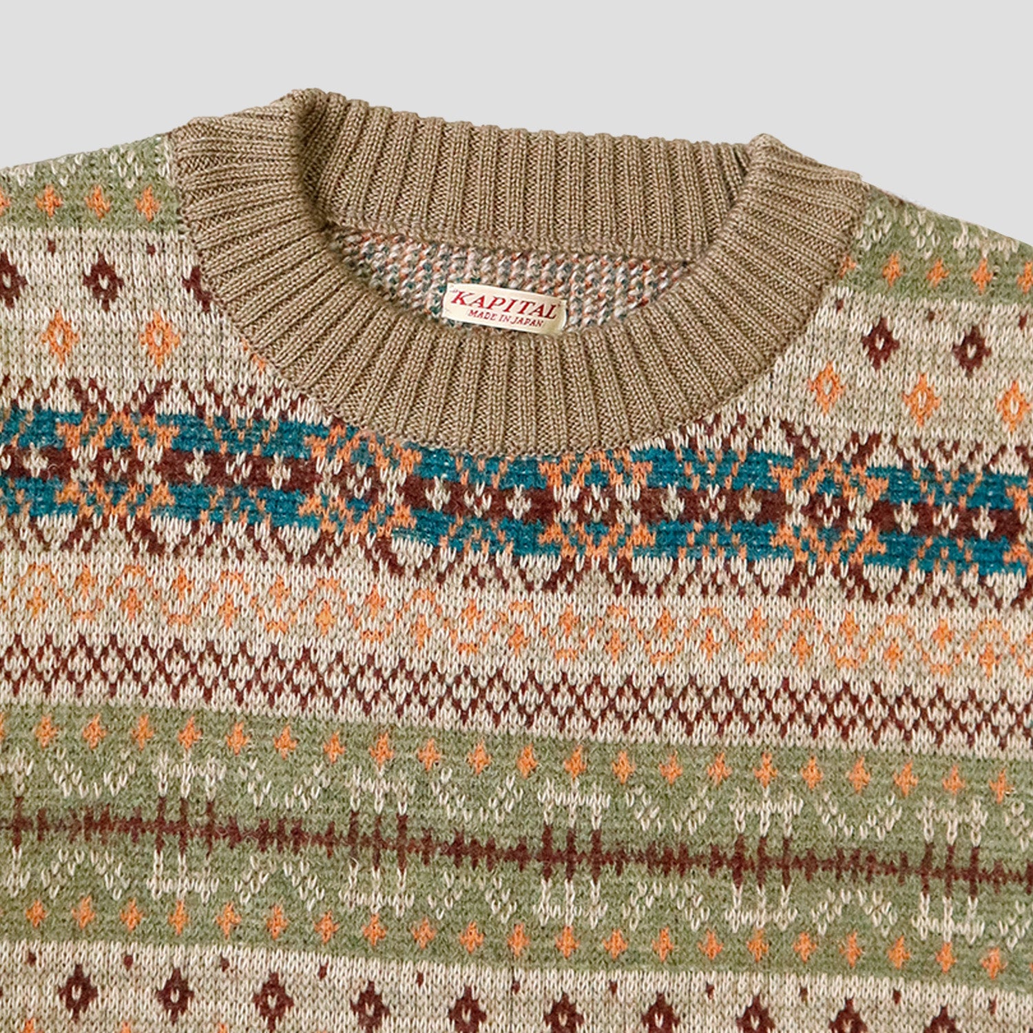 7G WOOL FAIRISLE BONE SWEATER