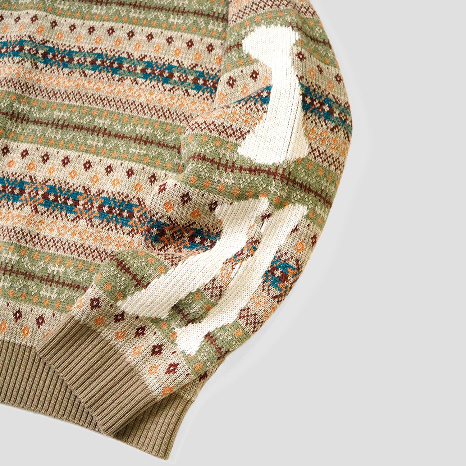 7G WOOL FAIRISLE BONE SWEATER