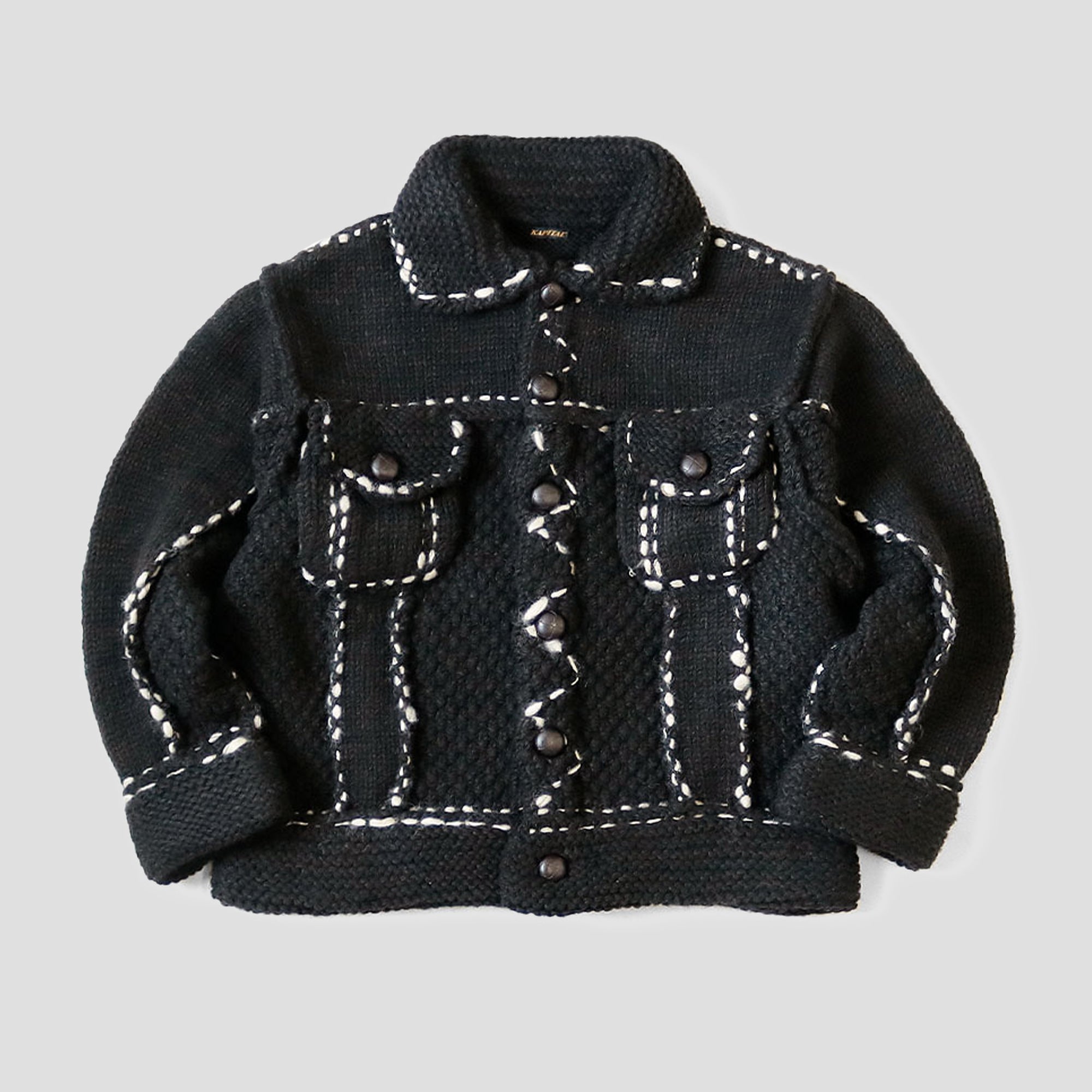 KAPITAL - WOOL HAND KNIT COWICHAN JACKET