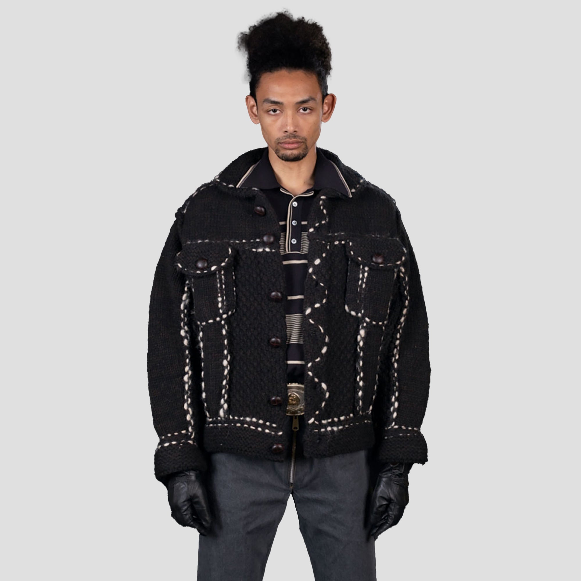 WOOL HAND KNIT COWICHAN JACKET