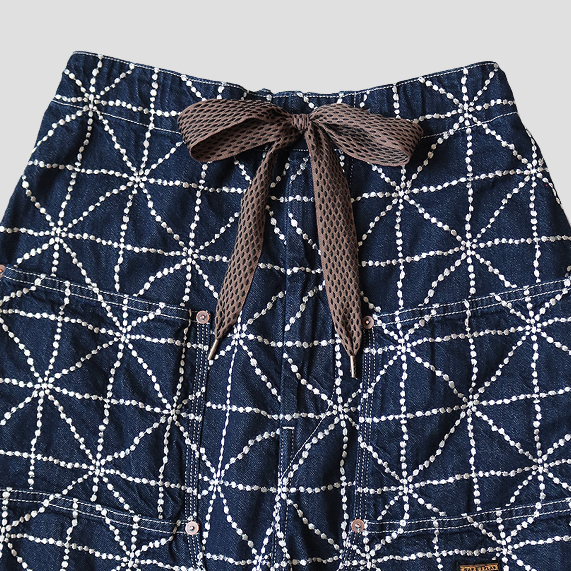 8oz DENIM FOLD DOJO W-KNEE BAGGY PANTS