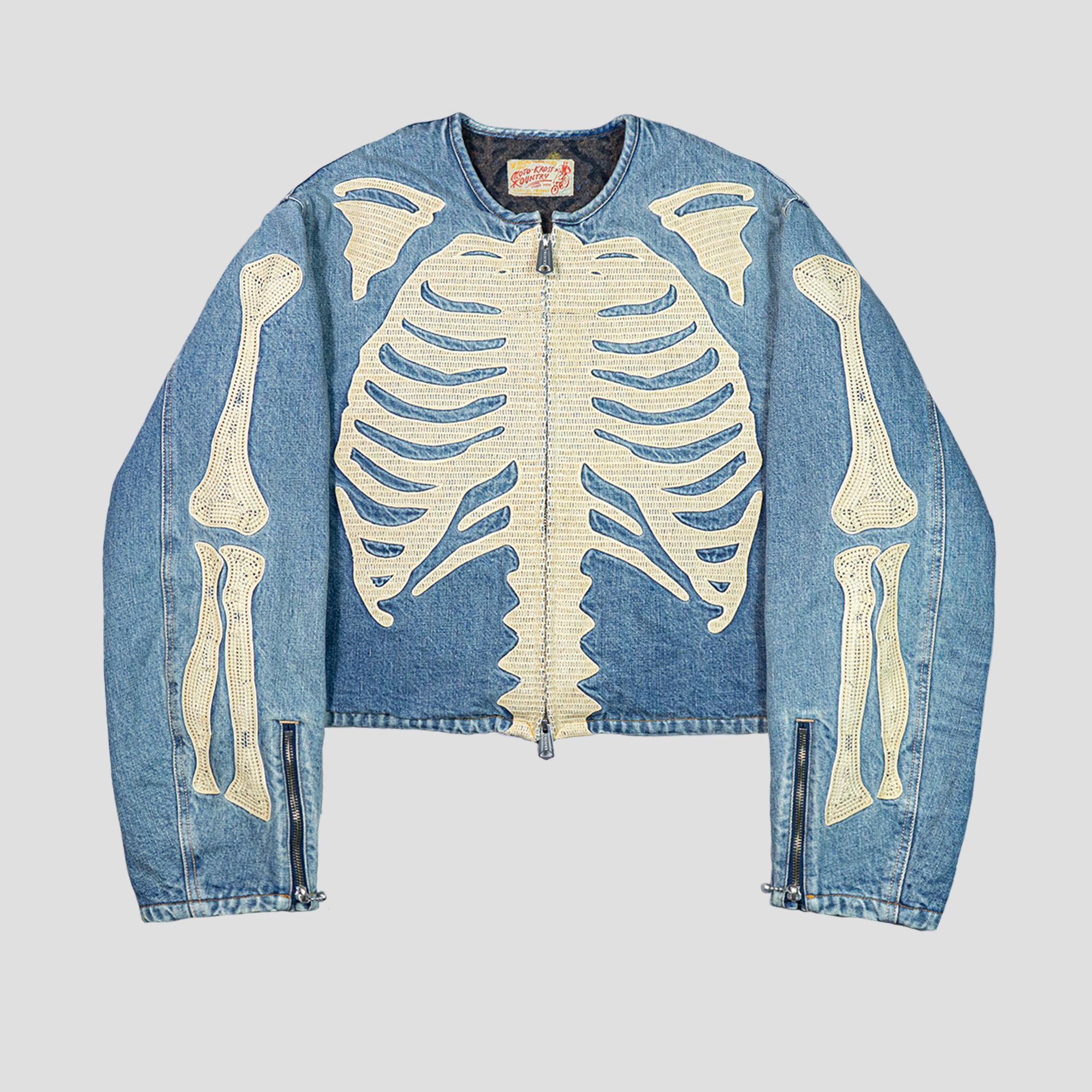 14oz DENIM MOTORCROSS JACKET (BONE)