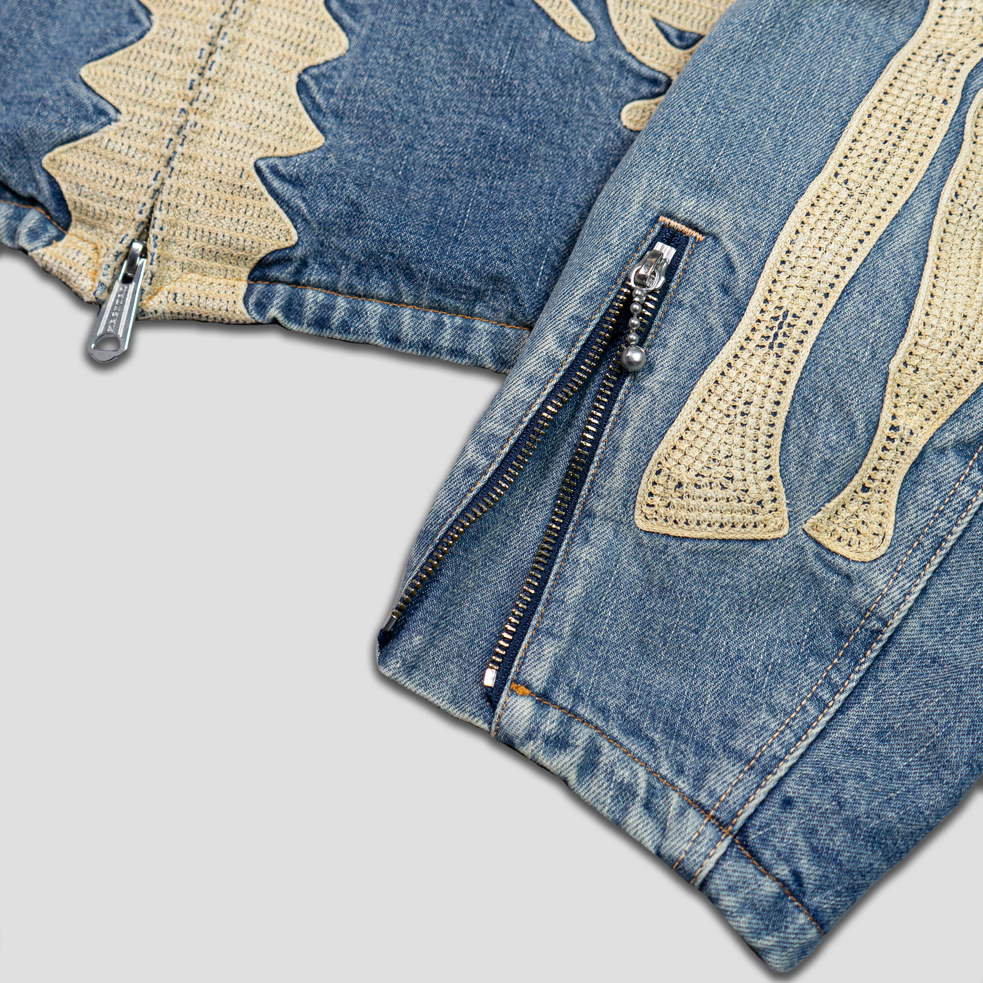 14oz DENIM MOTORCROSS JACKET (BONE)