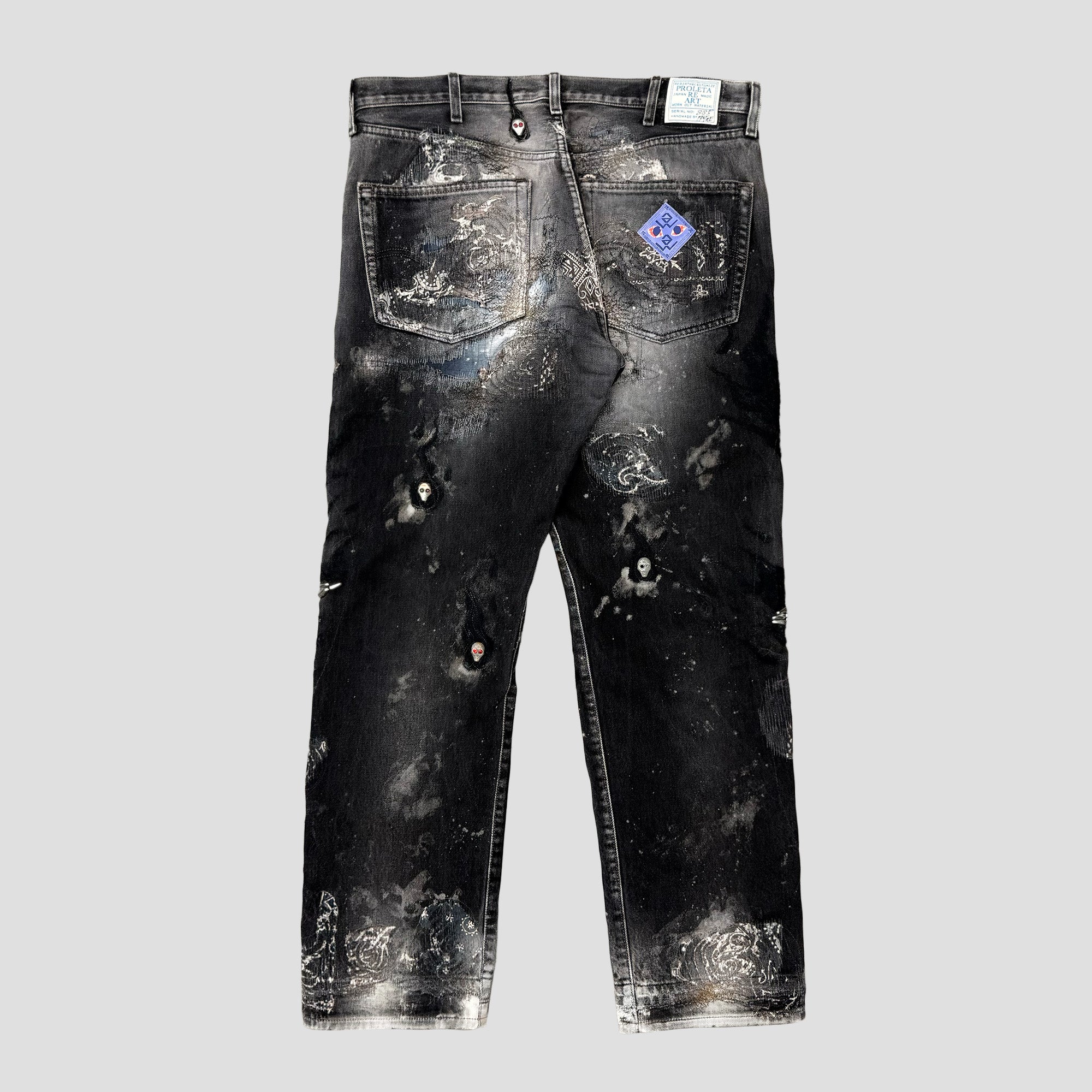 PROLETA RE ART SKULL FACES STUDDED JEANS