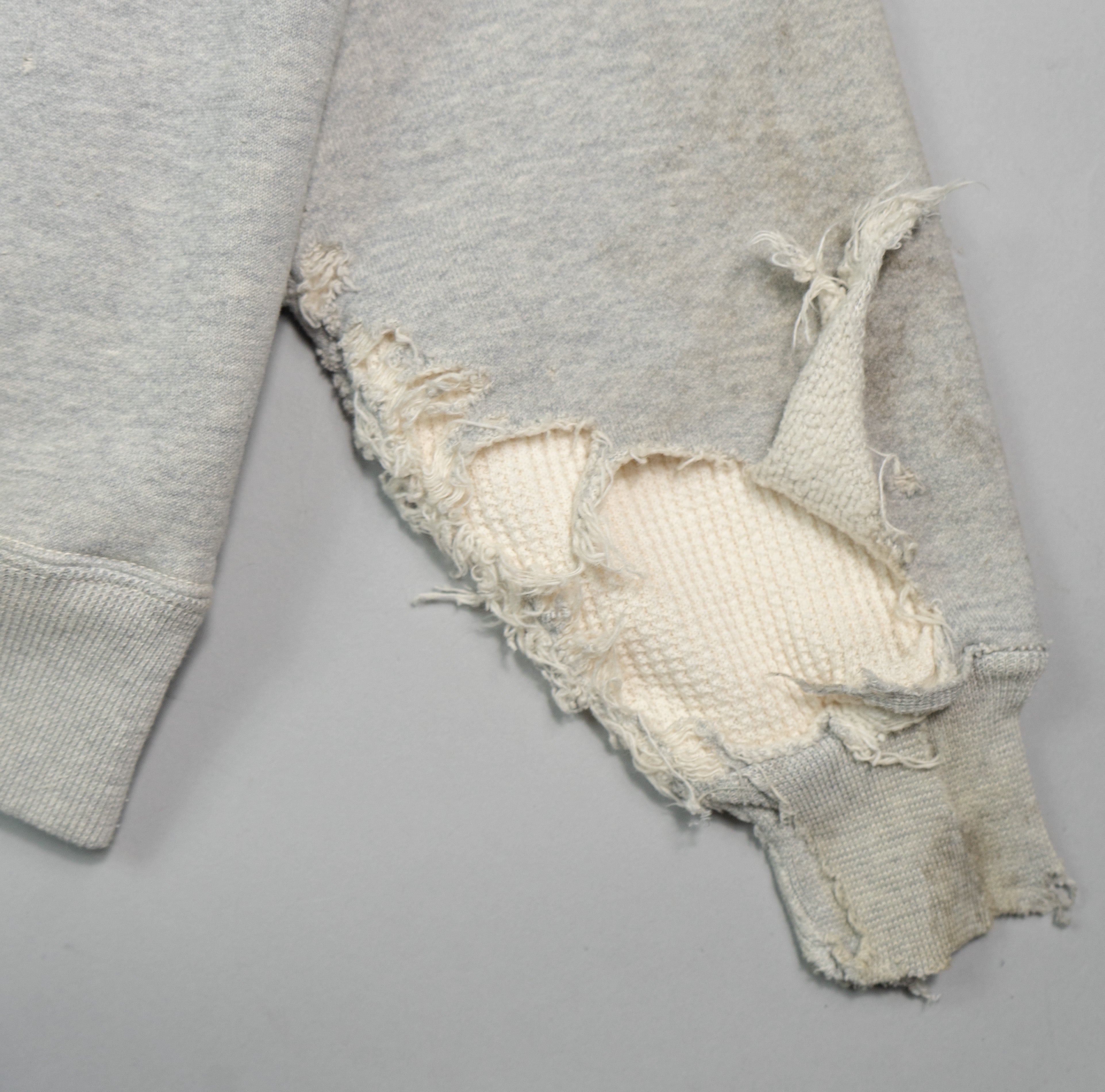 DOUBLE FACED DISTRESSED ZIP-UP HOODIE