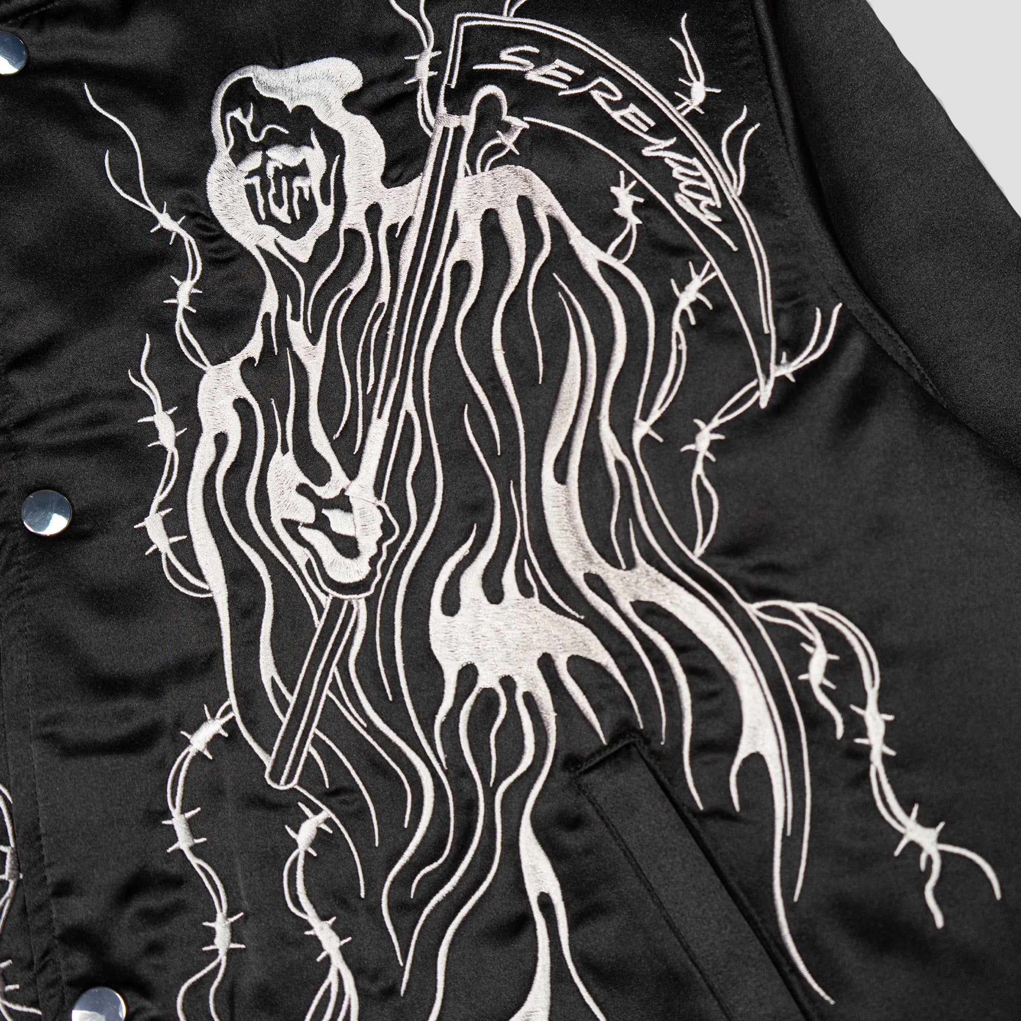 SERENITY REAPER SATIN BASEBALL JACKET