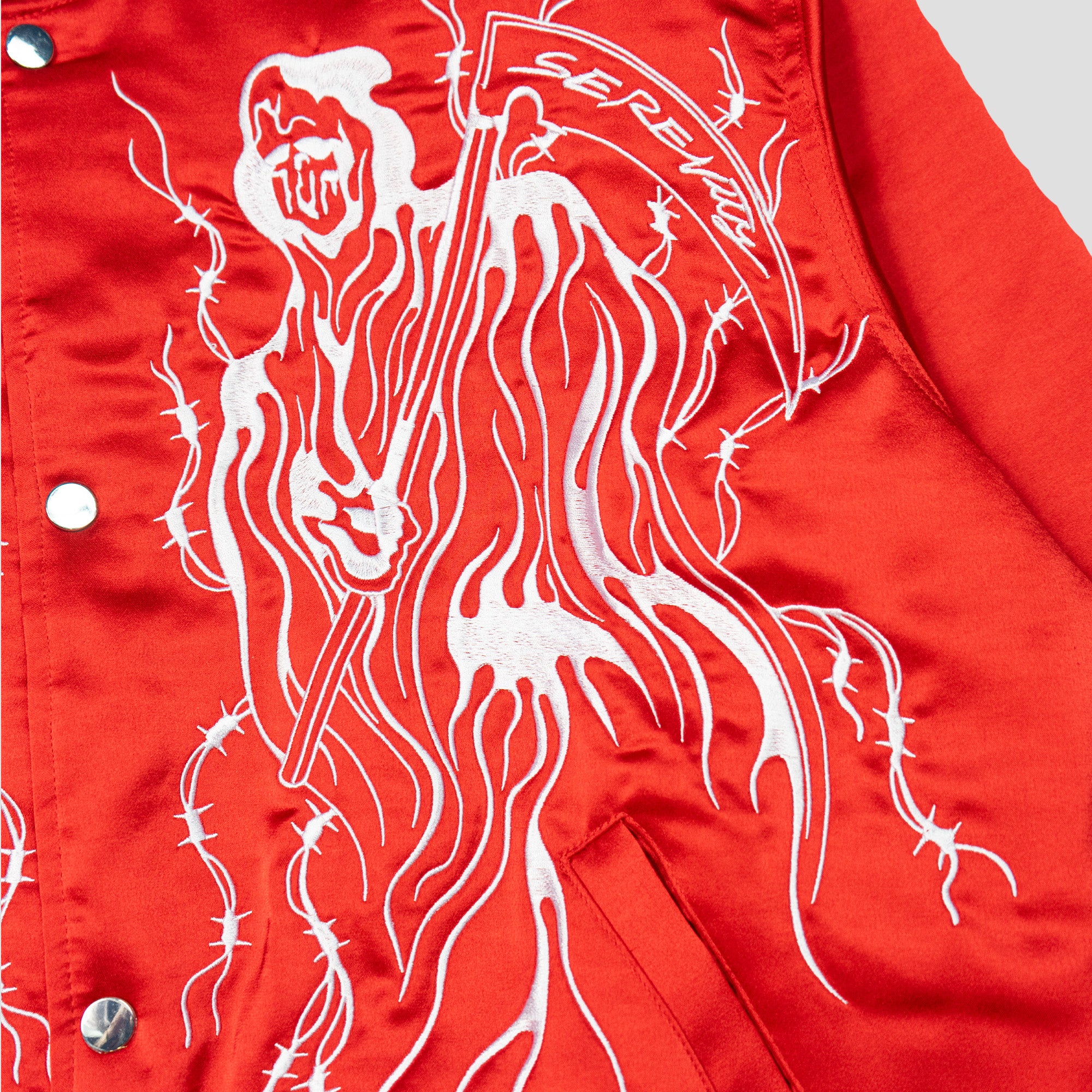 SERENITY REAPER SATIN BASEBALL JACKET