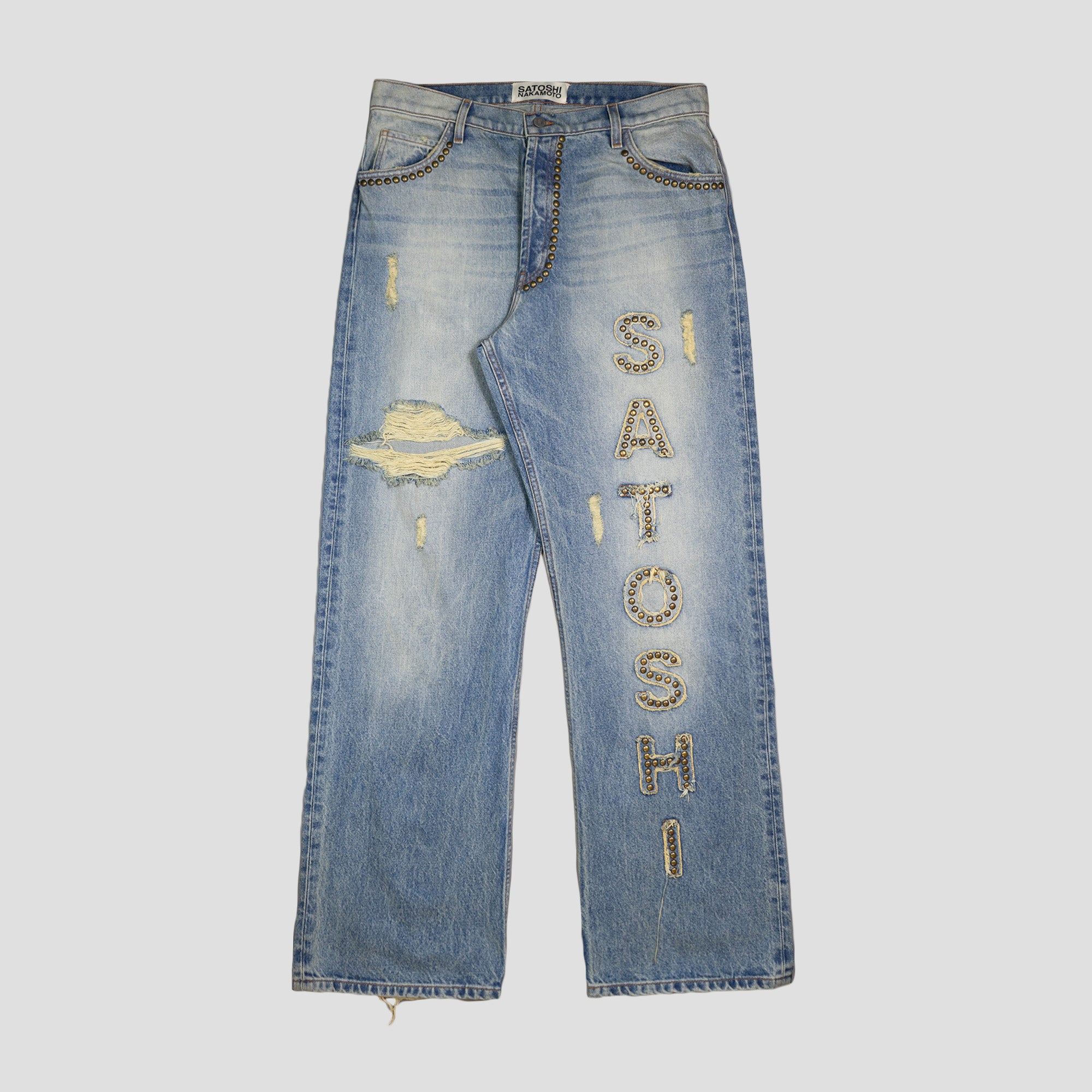 STUDDED COWBOY DENIM PANTS