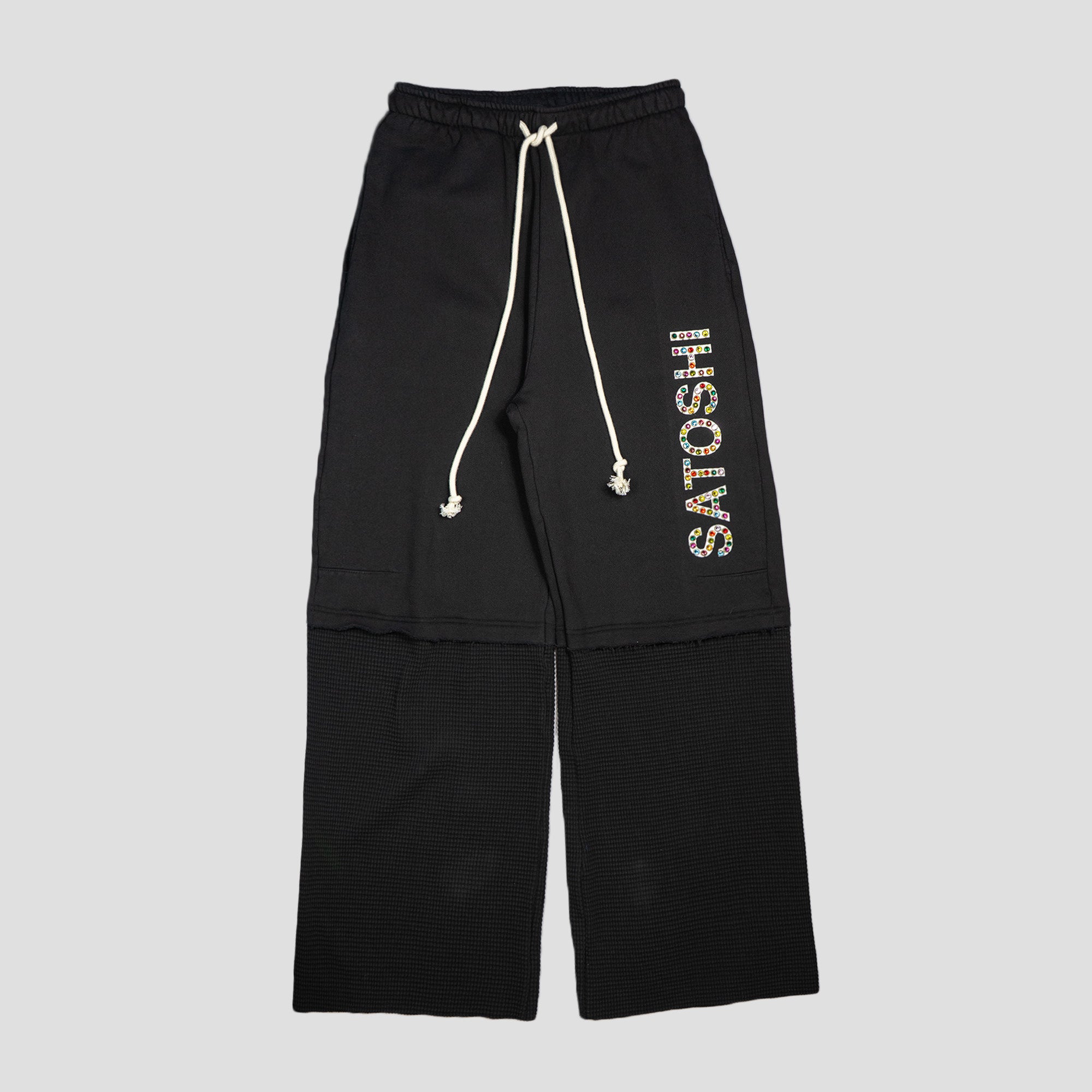 STUDDED DOUBLE LAYERED SWEAT PANTS