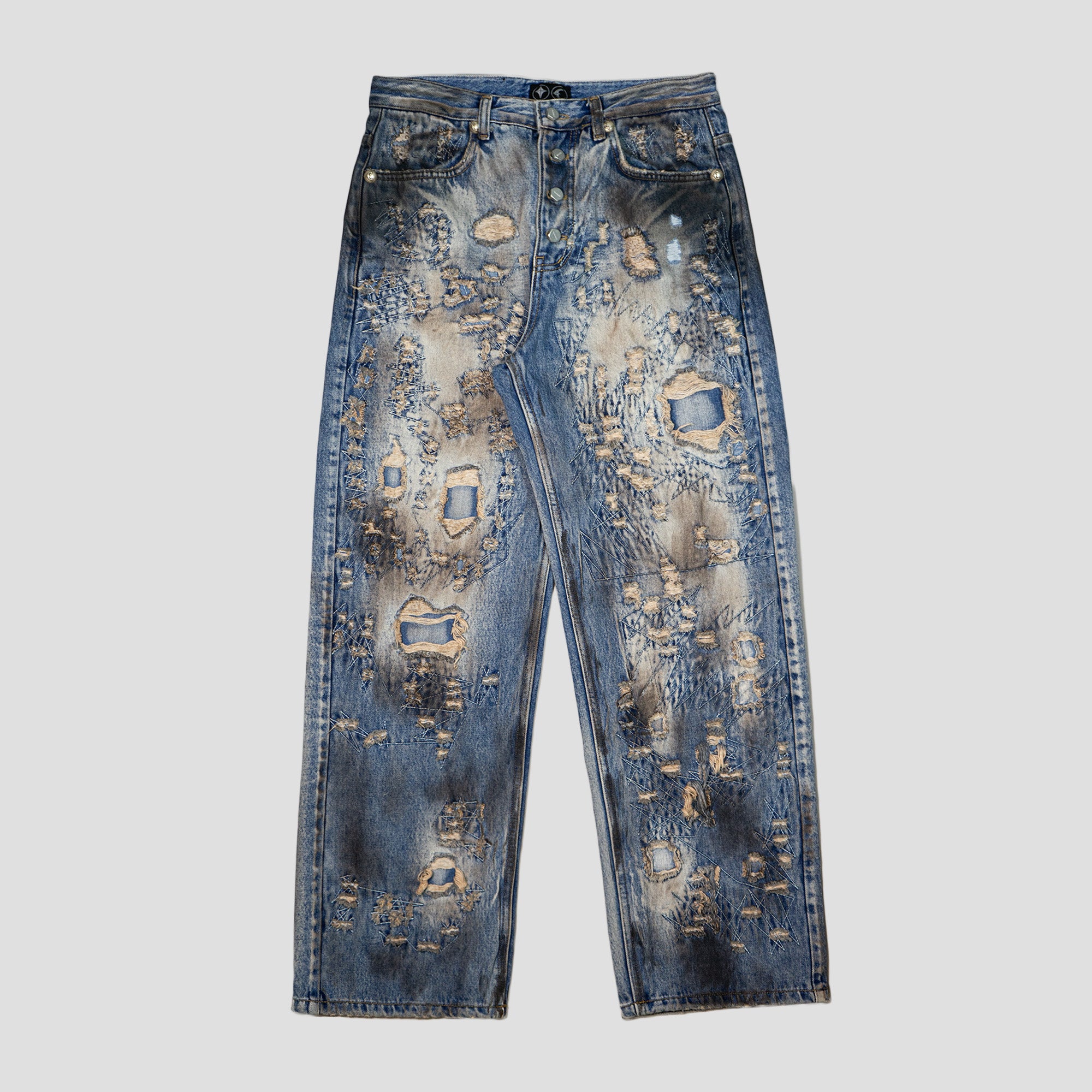 DISTRESSED DENIM JEANS