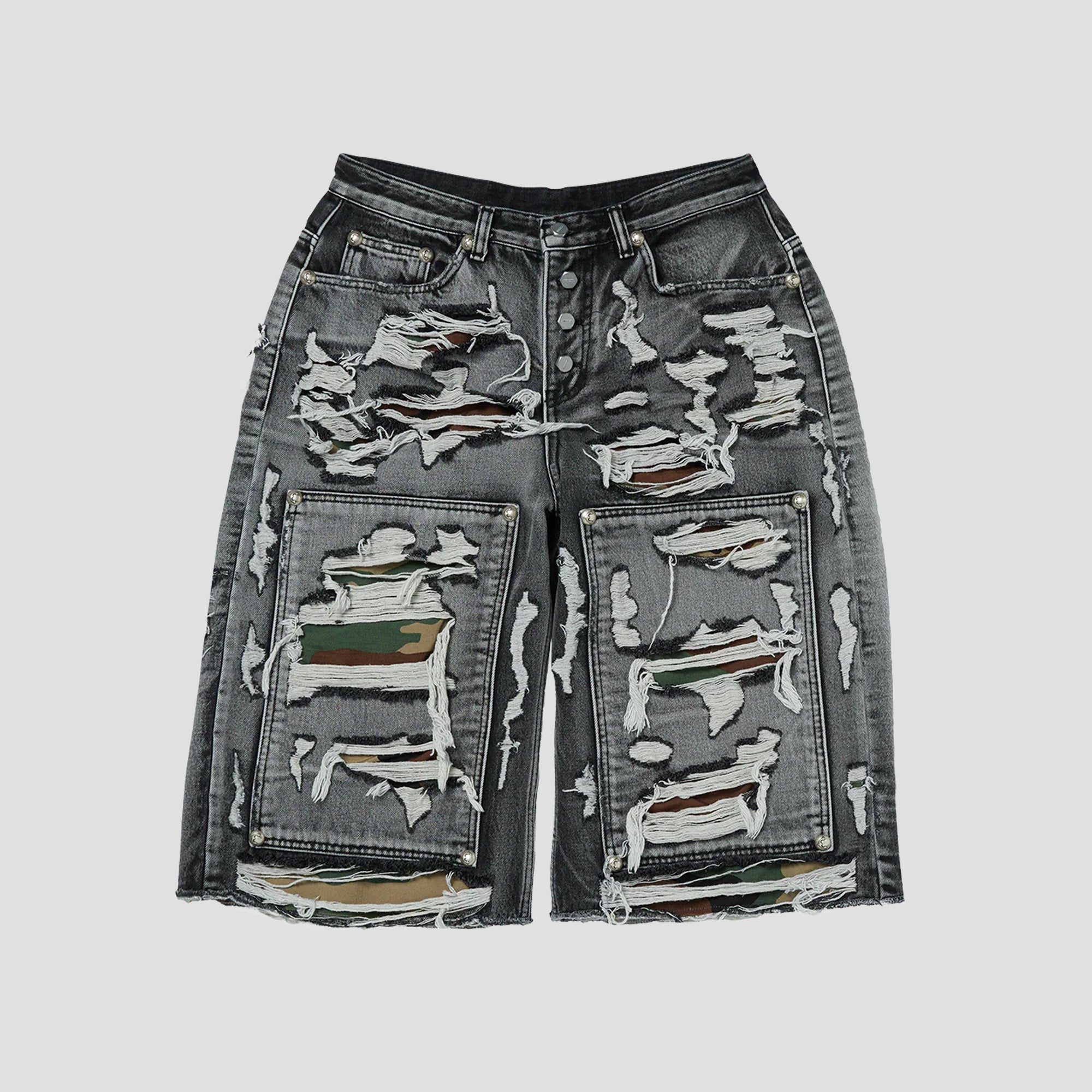 HELL CAMO DENIM SHORTS