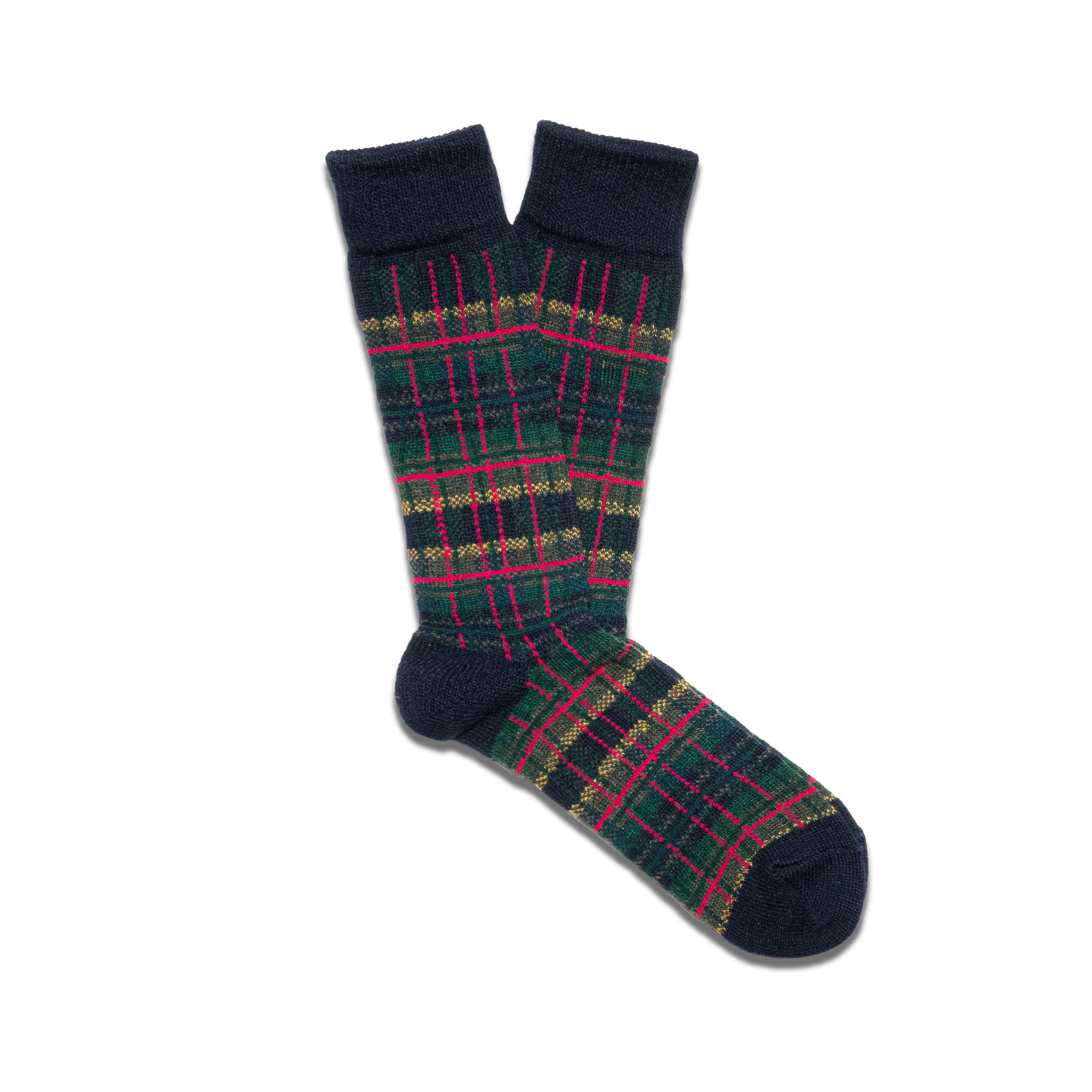 ANONYMOUS ISM - WOOL TARTAN CREW SOCKS - NAVY at Mannahatta NYC