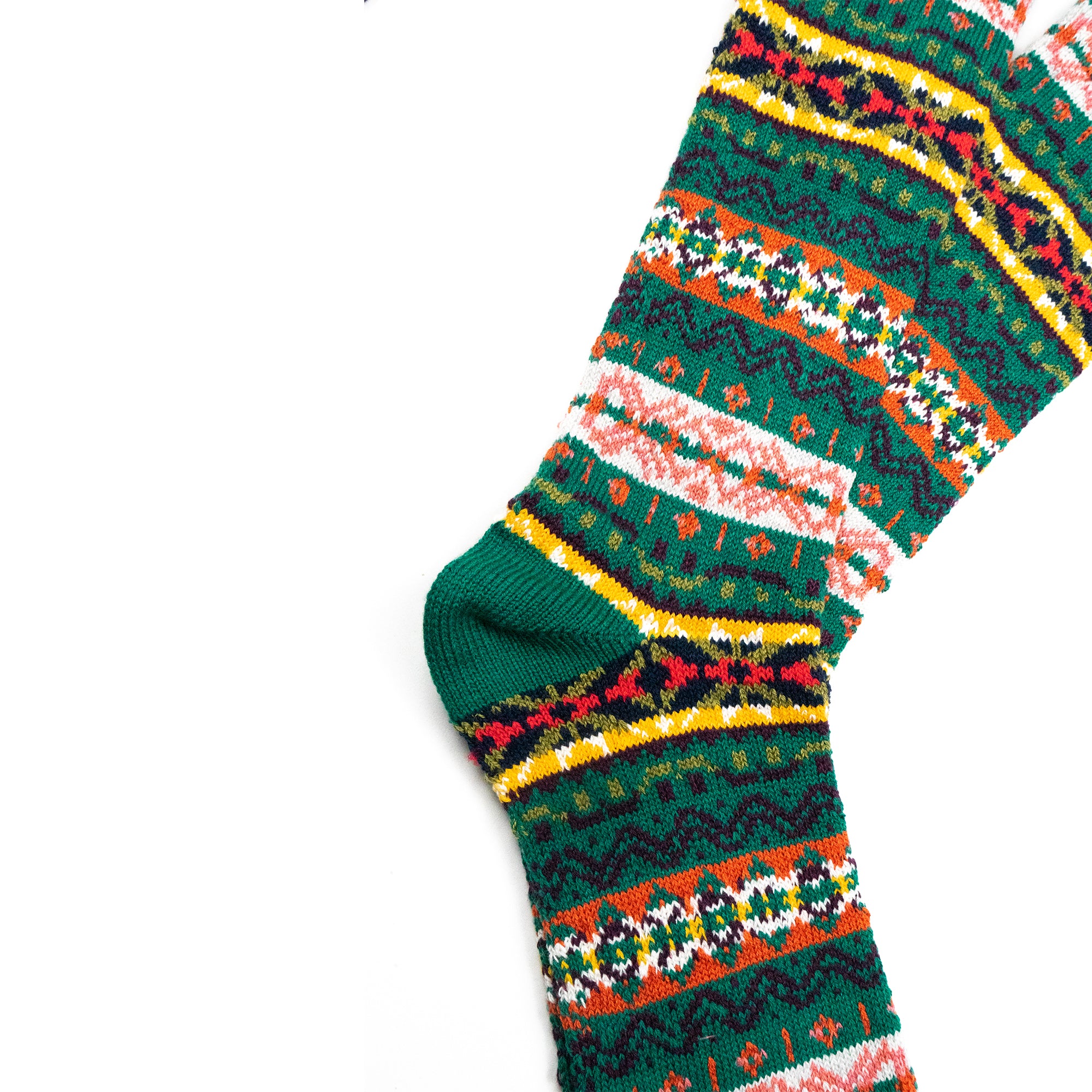 FAIRISLE CREW SOCKS - GREEN