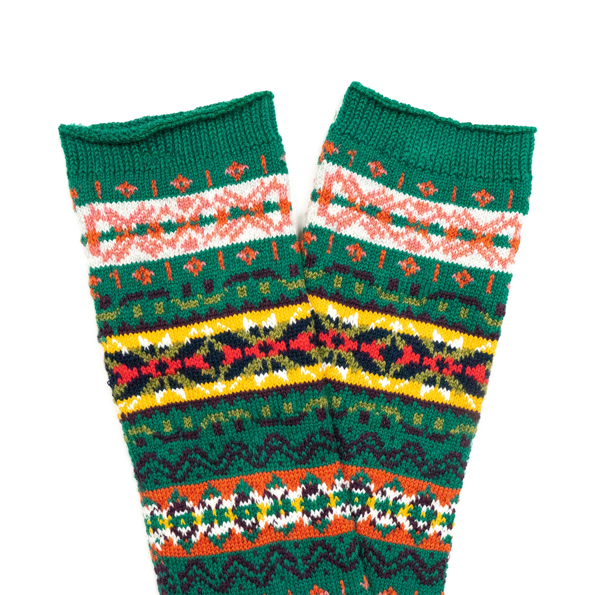 FAIRISLE CREW SOCKS - GREEN