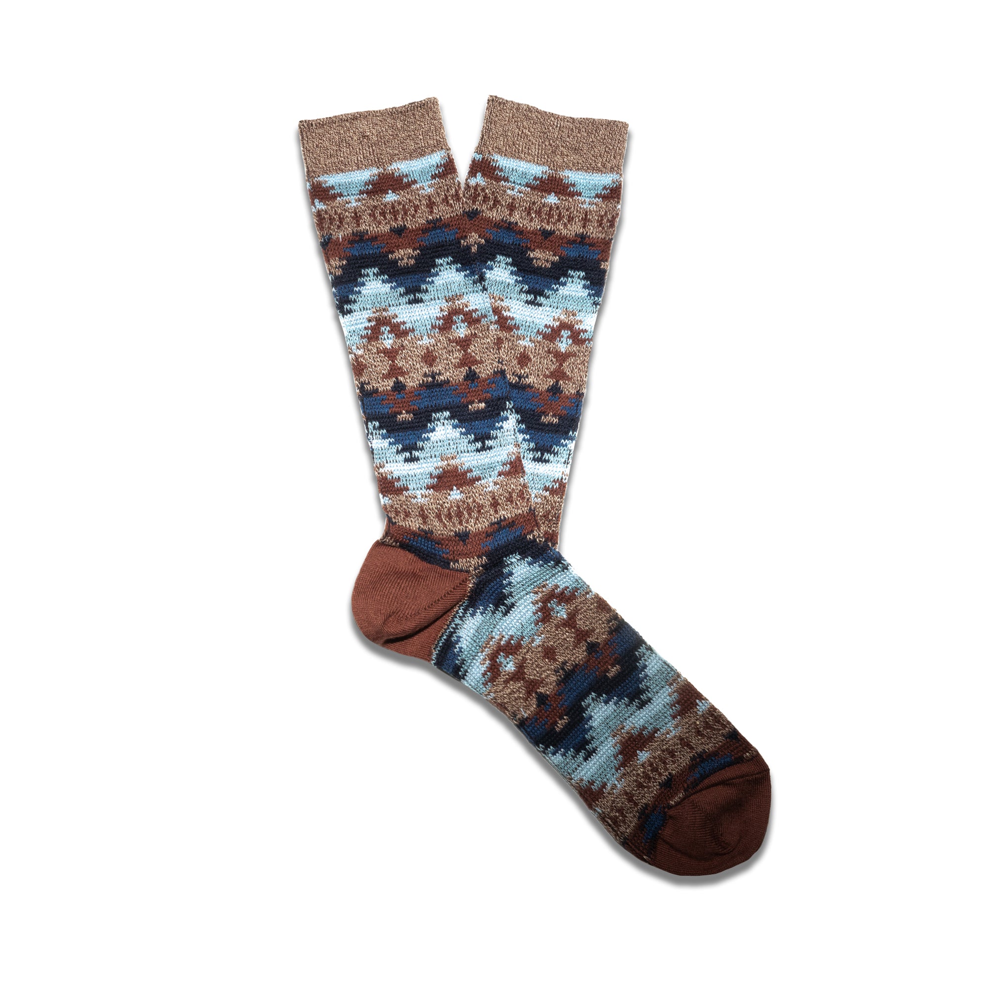 ANONYMOUS ISM - WIGWAM JACQUARD CREW SOCKS - BROWN at Mannahatta NYC