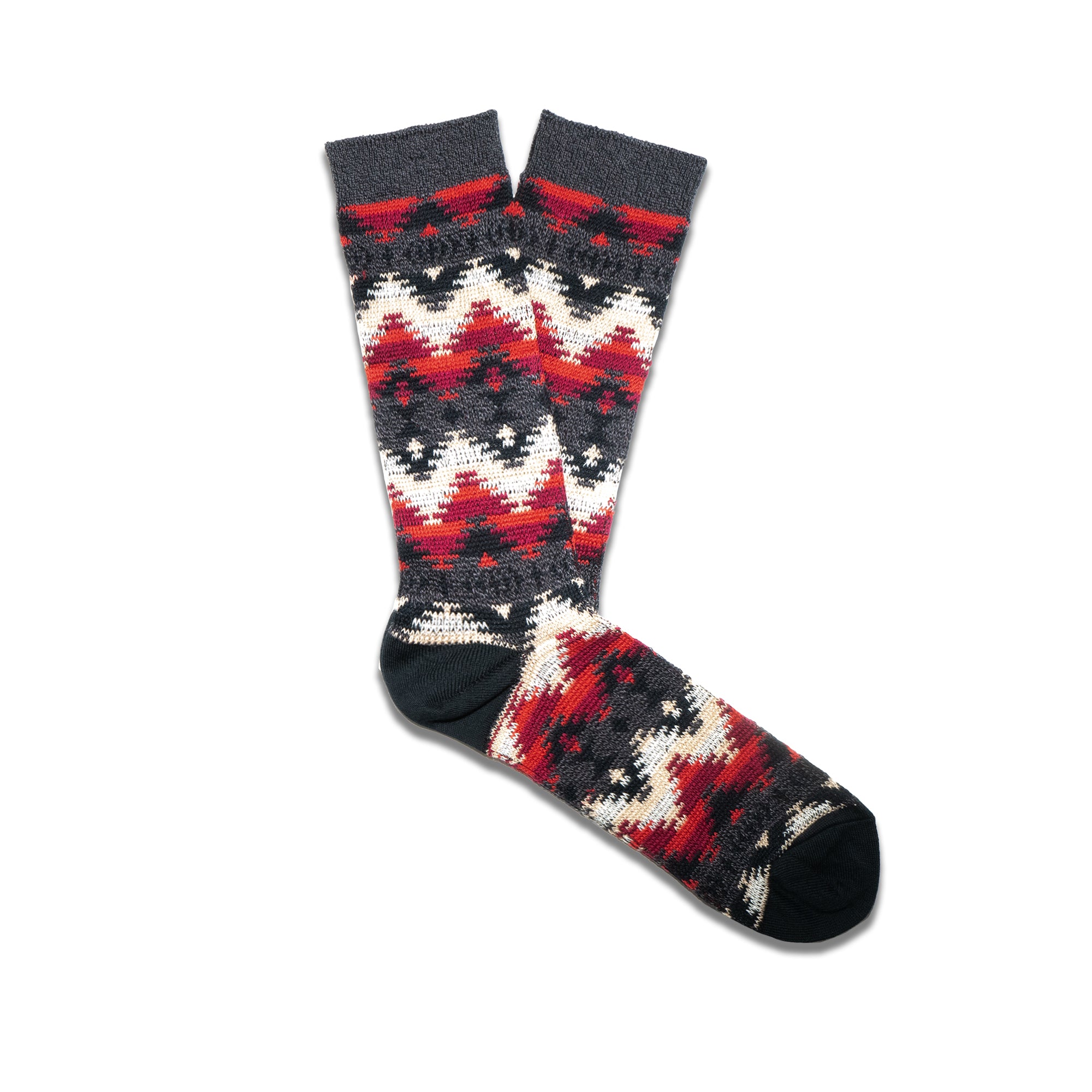 ANONYMOUS ISM - WIGWAM JACQUARD CREW SOCKS - BLACK at Mannahatta NYC