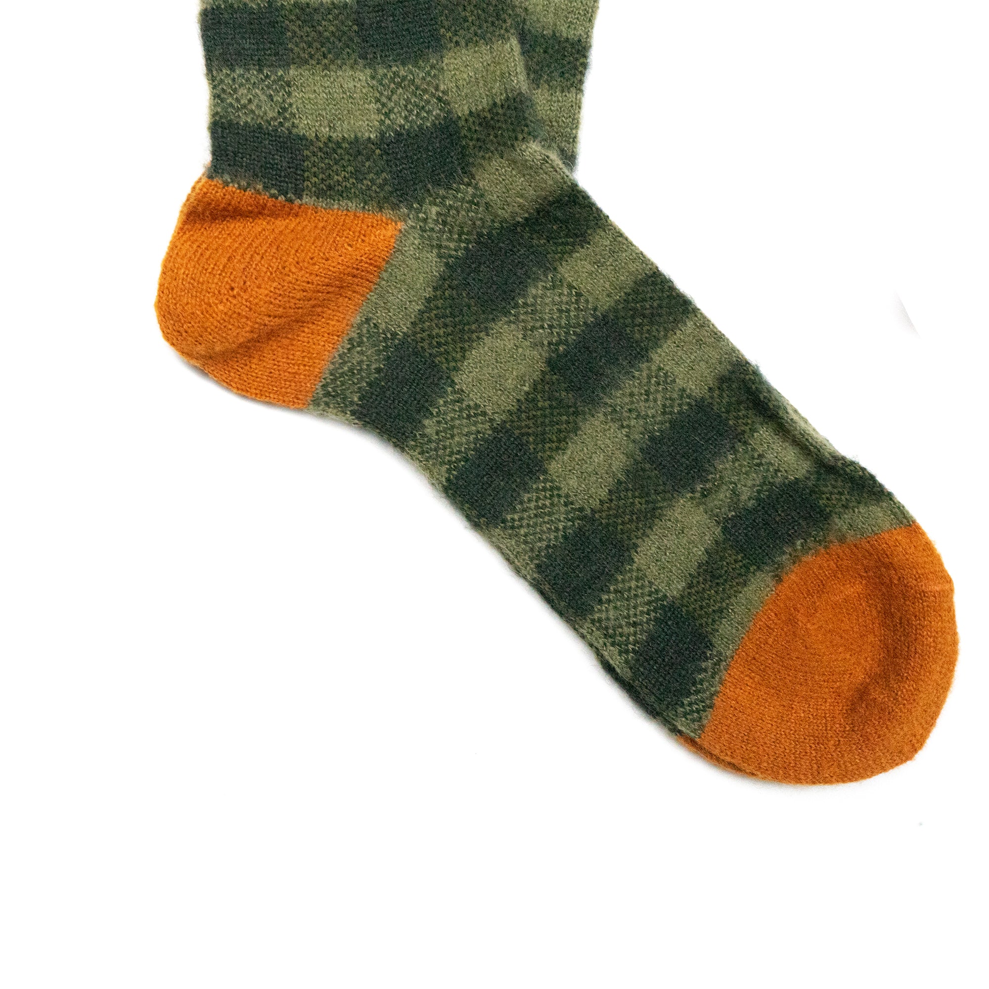 BUFFALO CHECK CREW SOCKS - OLIVE