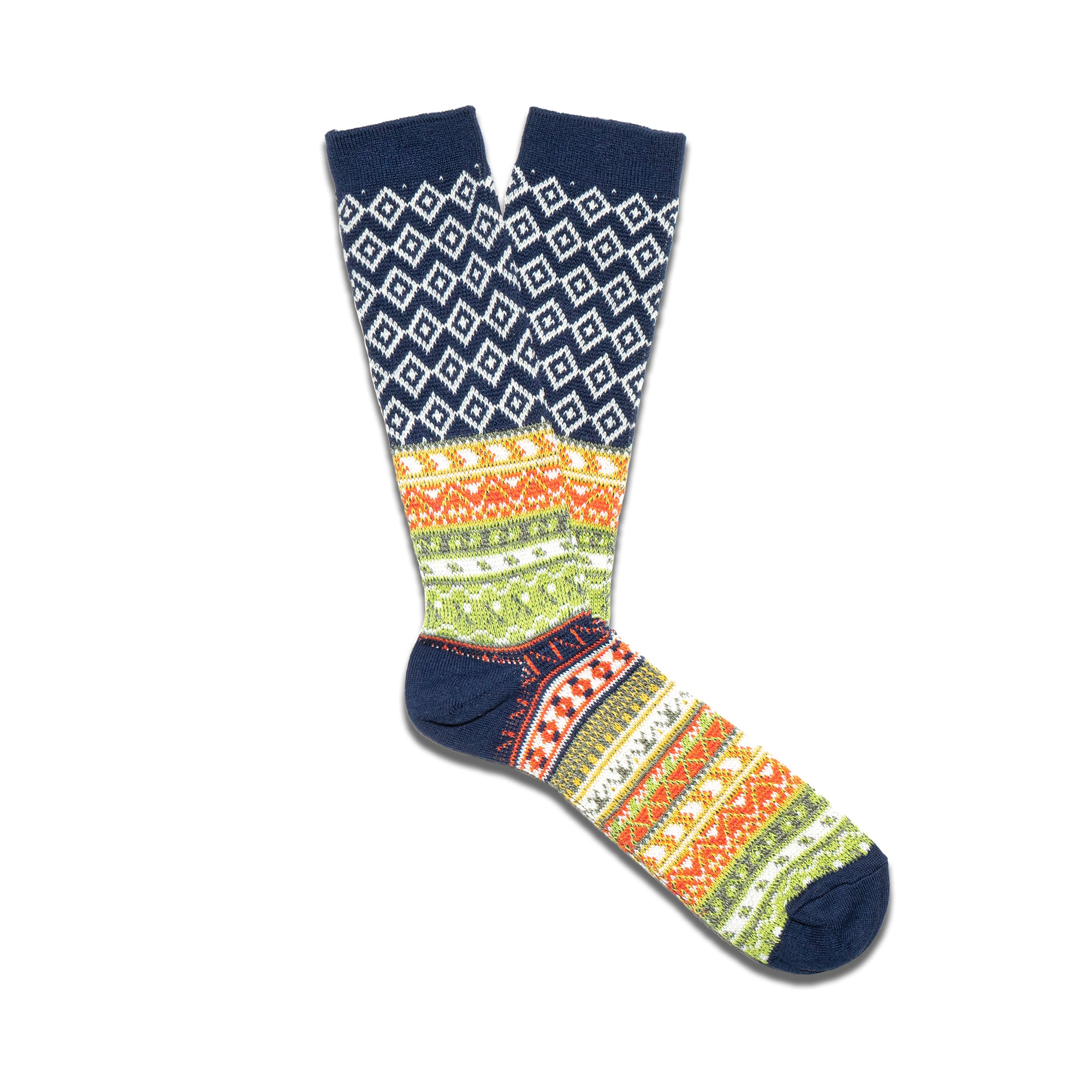ANONYMOUS ISM - FAIRISLE JACQUARD CREW SOCKS - NAVY at Mannahatta NYC