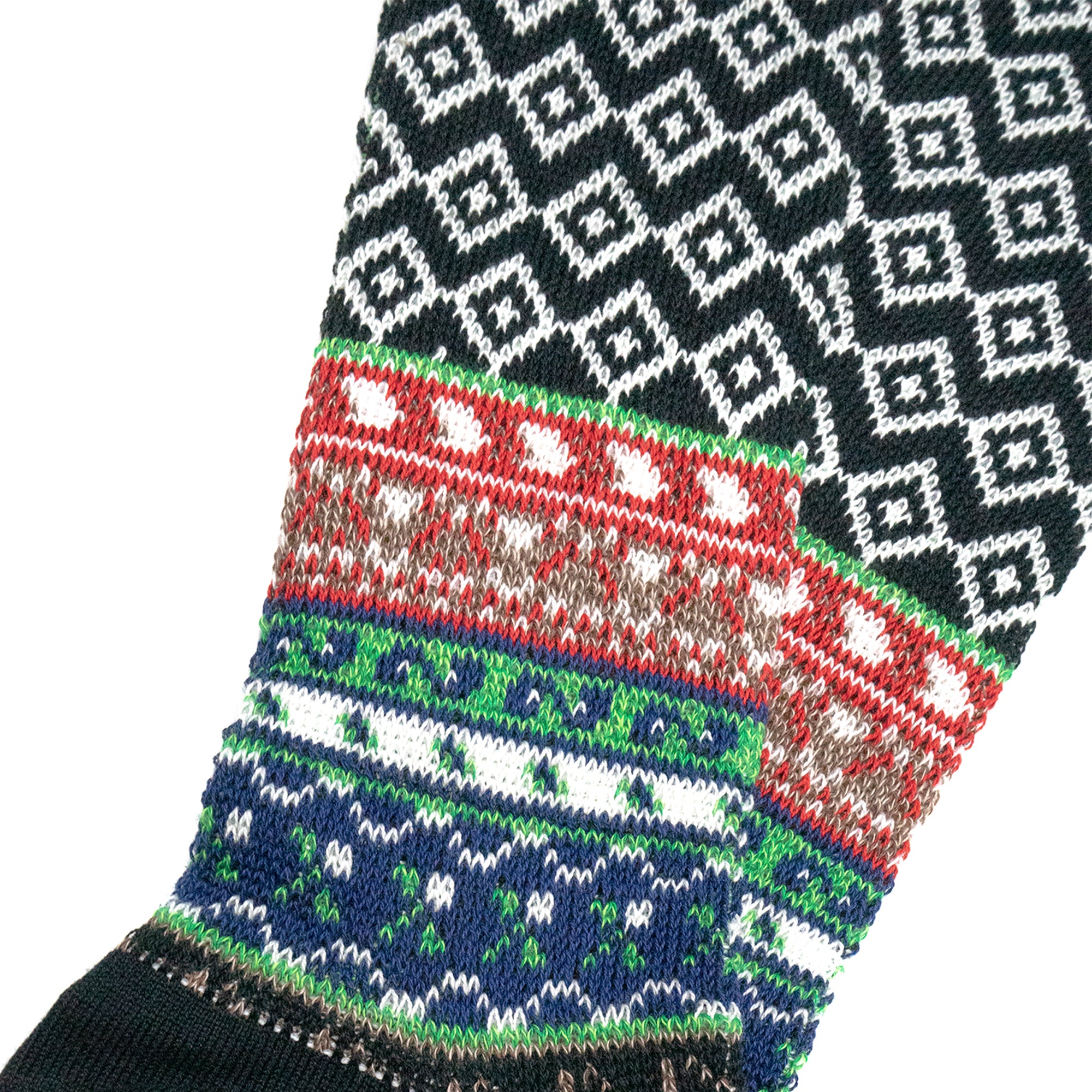 FAIRISLE JACQUARD CREW SOCKS - BLACK