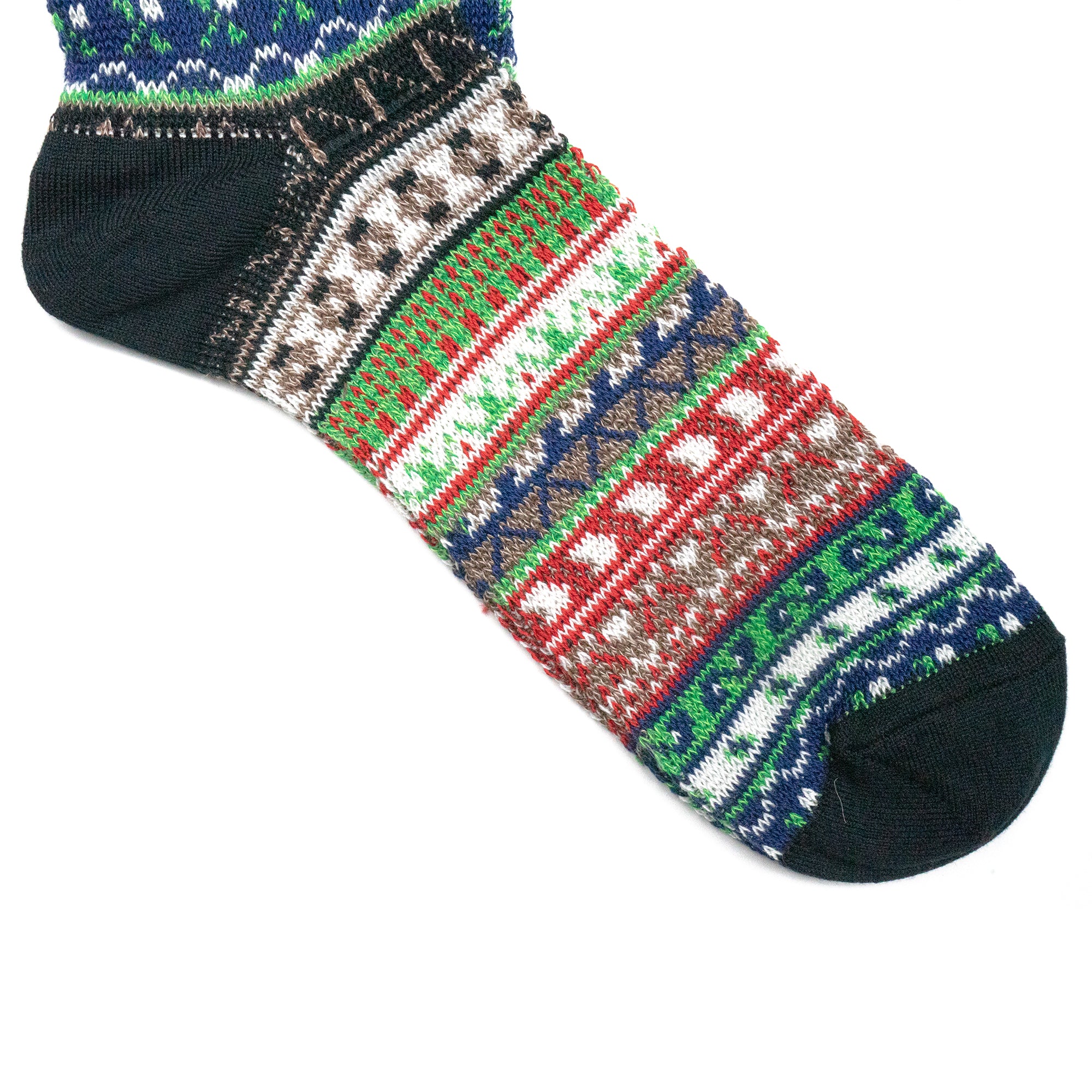 FAIRISLE JACQUARD CREW SOCKS - BLACK