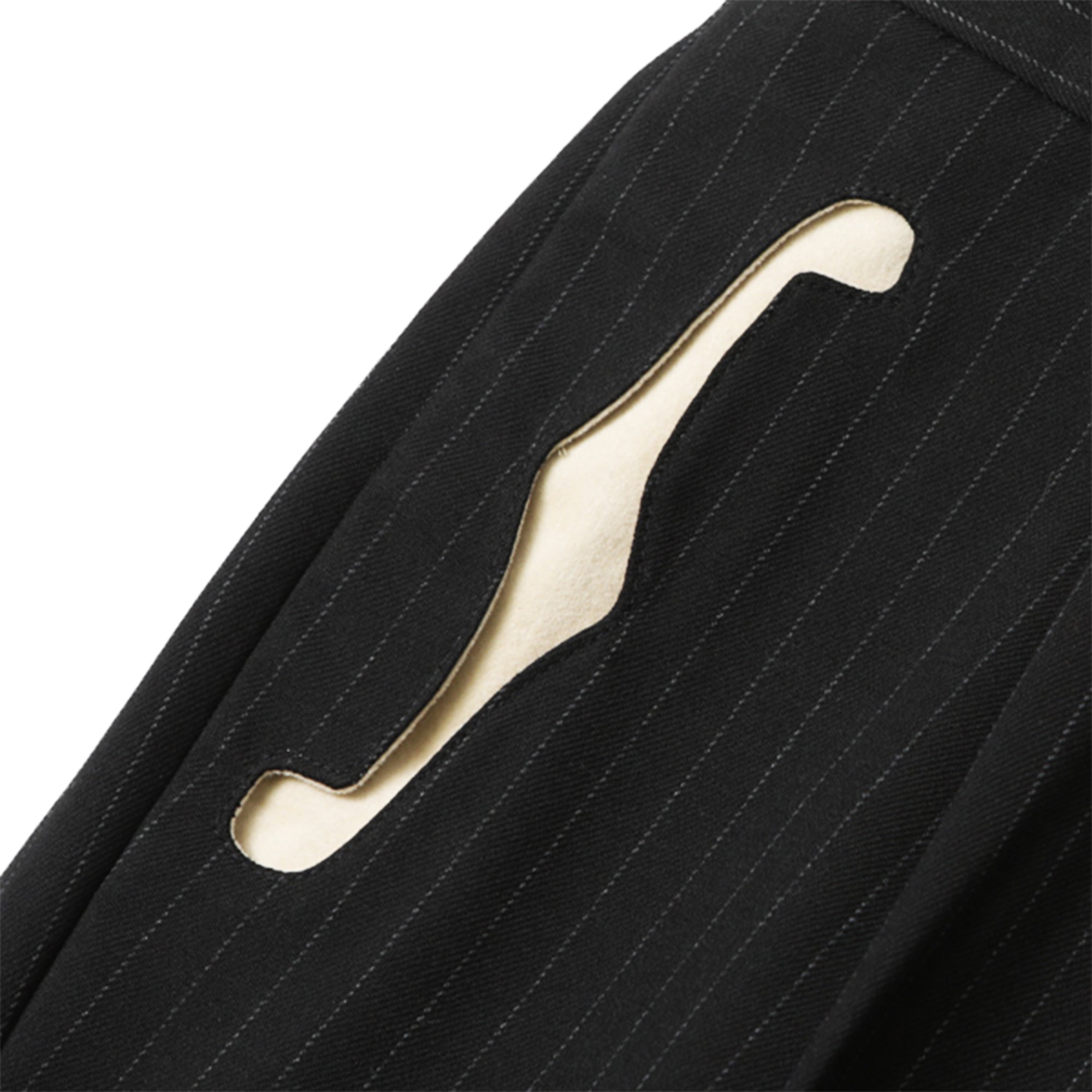 F HOLE PIN STRIPE TROUSERS - BLACK/BEIGE