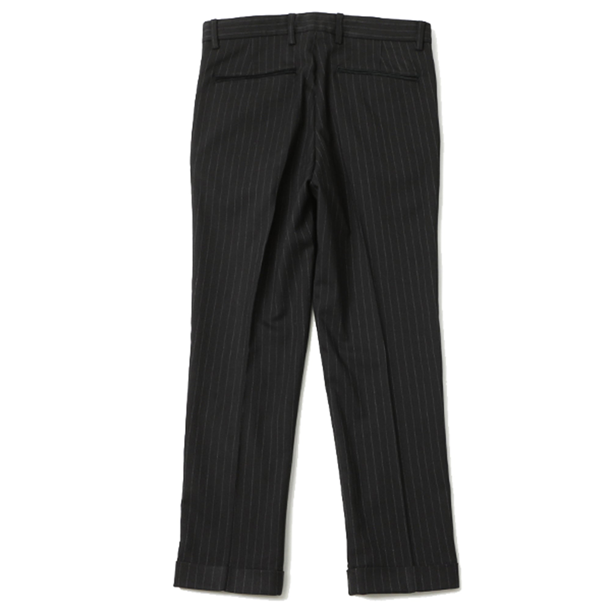 F HOLE PIN STRIPE TROUSERS - BLACK