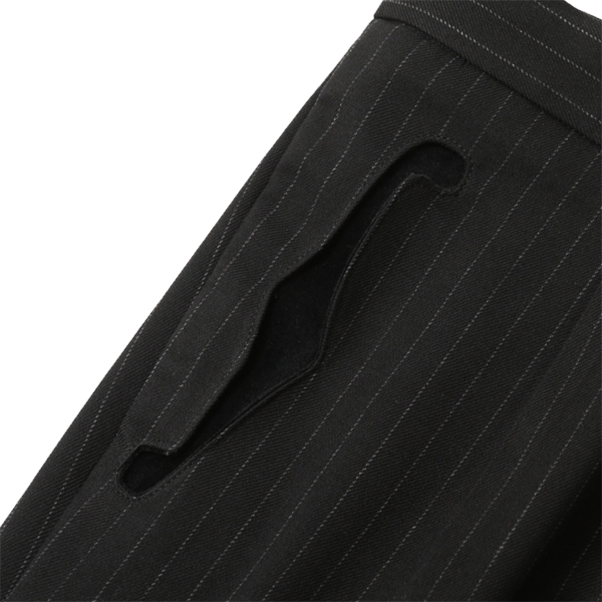 F HOLE PIN STRIPE TROUSERS - BLACK