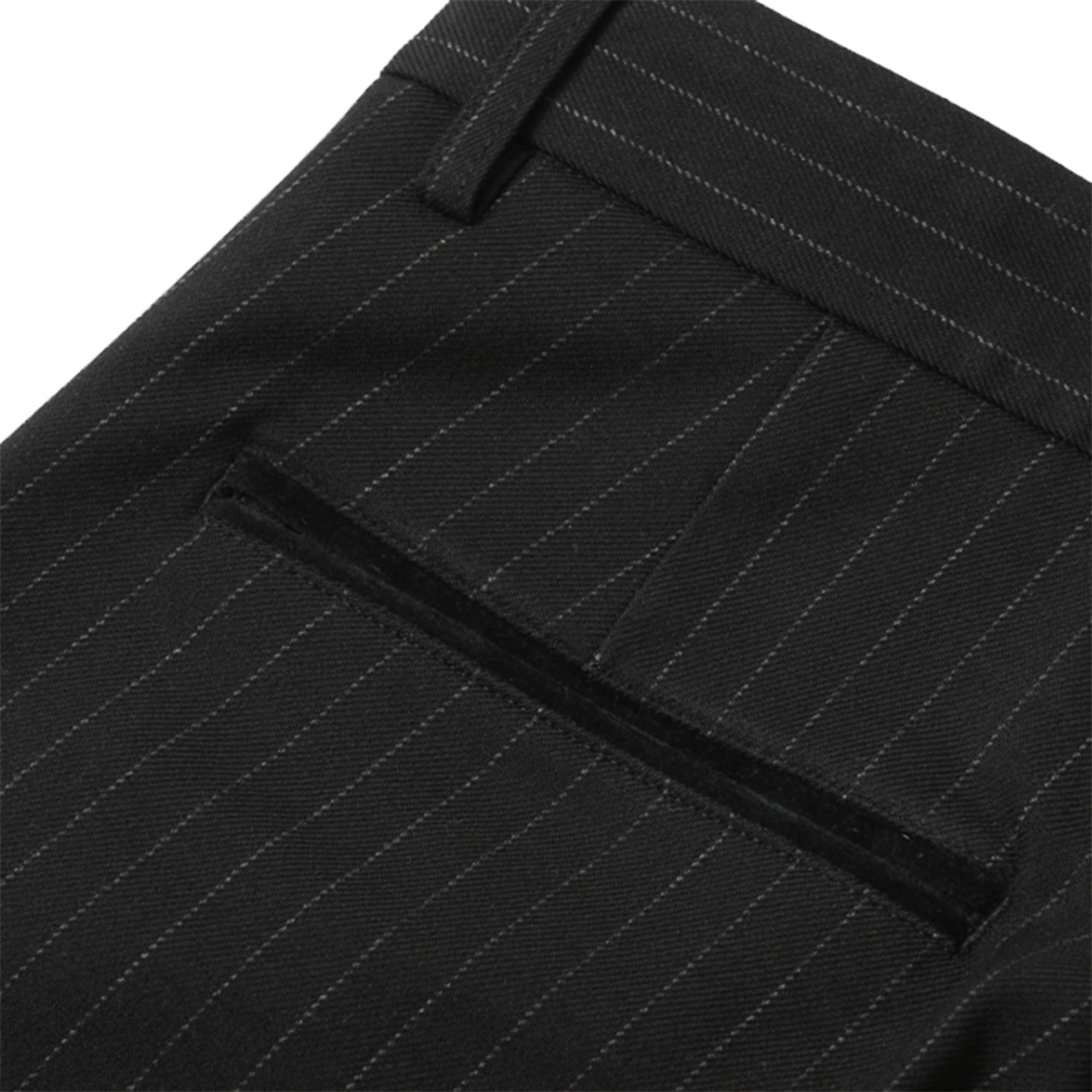 F HOLE PIN STRIPE TROUSERS - BLACK