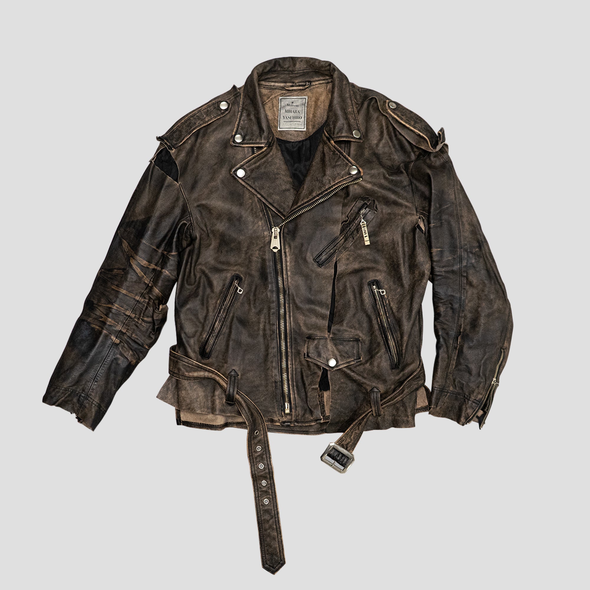 DISTRESSED BIKER LEATHER JACKET