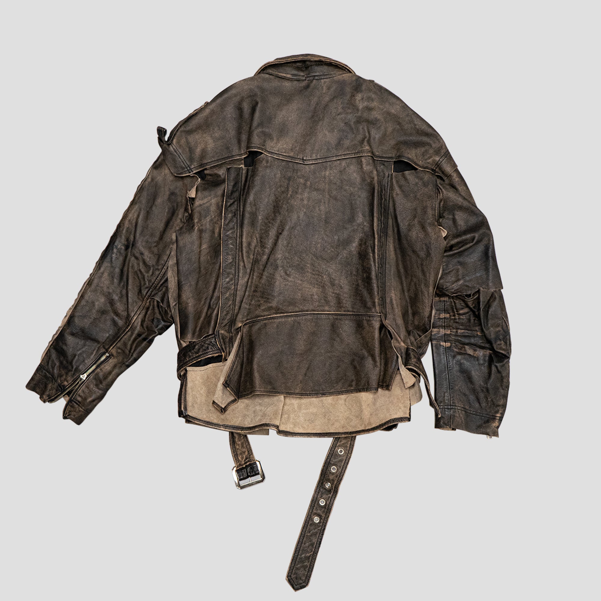 DISTRESSED BIKER LEATHER JACKET