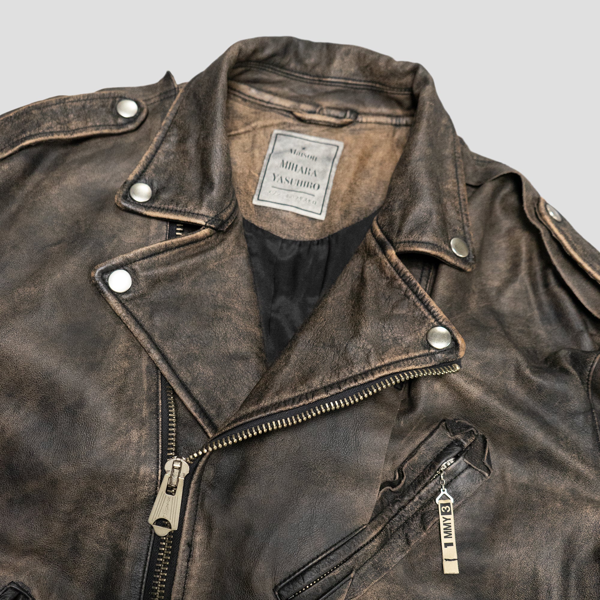 DISTRESSED BIKER LEATHER JACKET