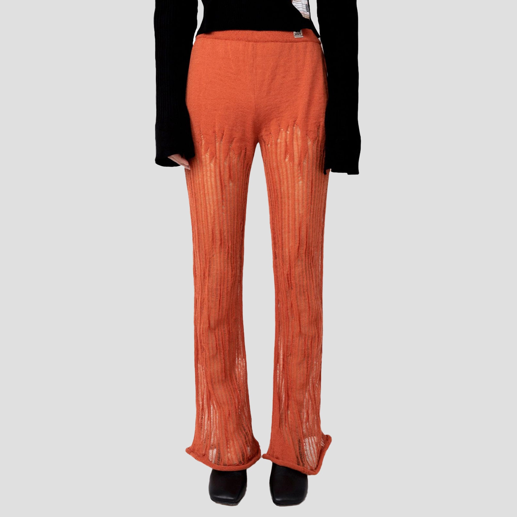 DISTRESSED FLARE PANTS