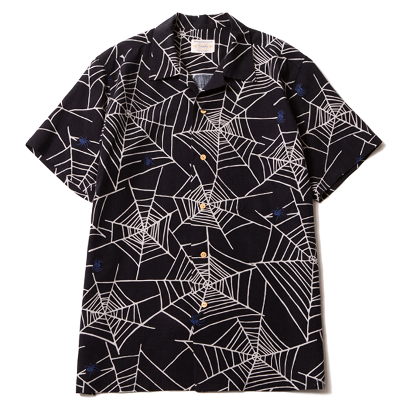 SPIDER NET HAWAIIAN SHIRT - BLACK