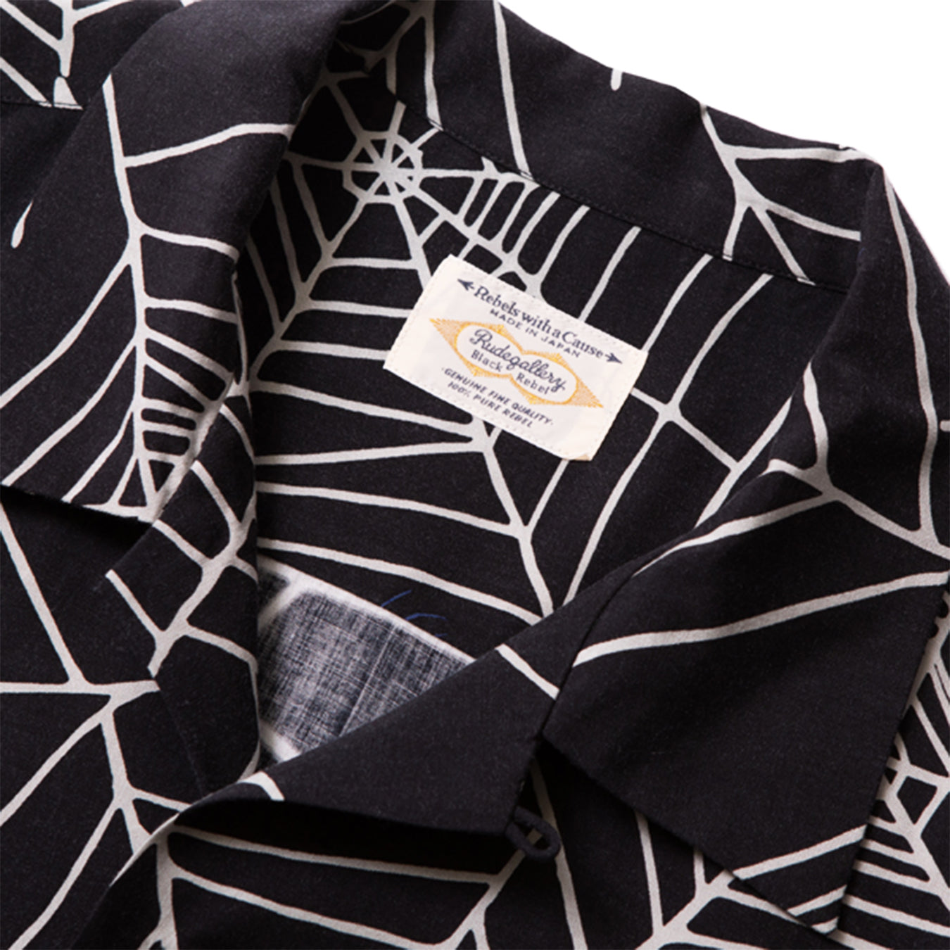 SPIDER NET HAWAIIAN SHIRT - BLACK