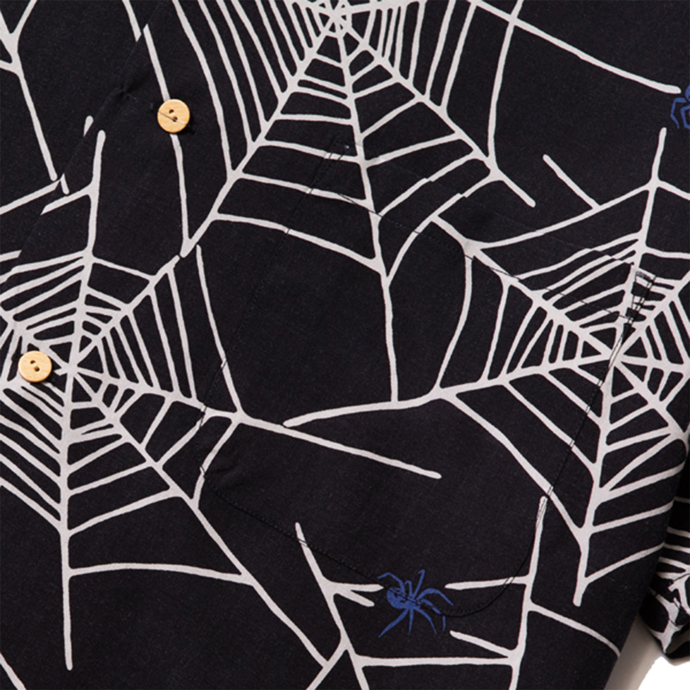 SPIDER NET HAWAIIAN SHIRT - BLACK