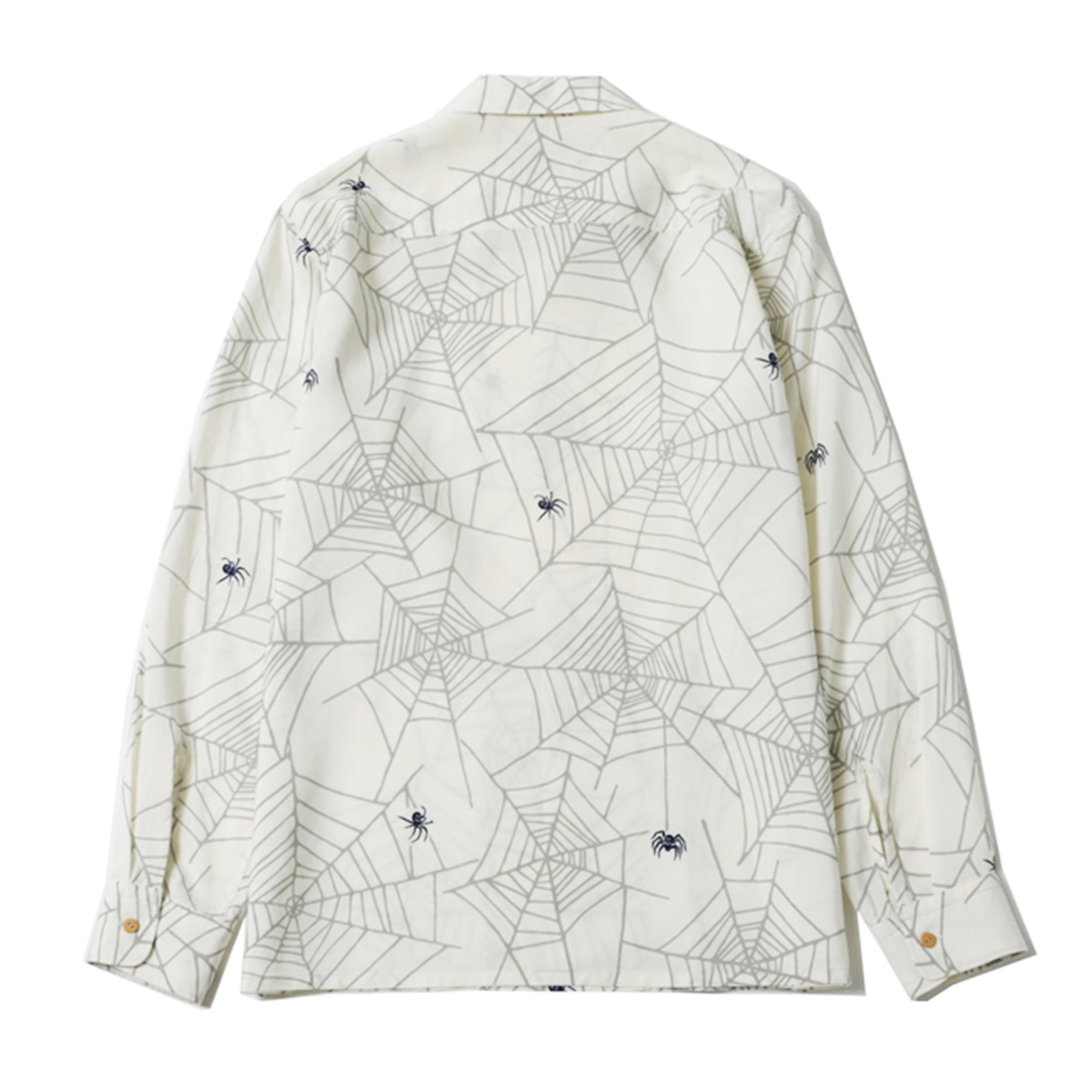 RAYON SPIDER WEB OPEN COLLAR SHIRT - WHITE