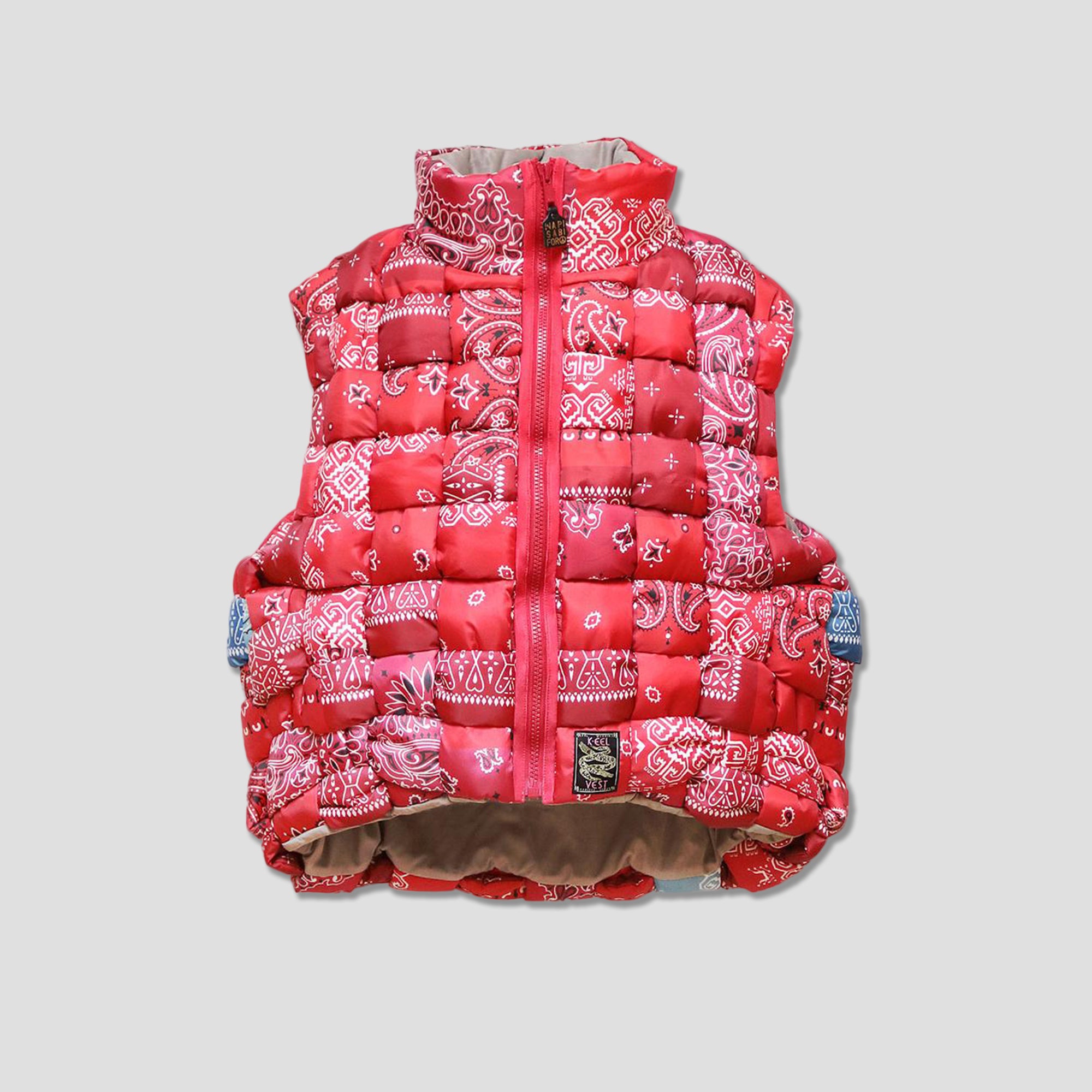 BANDANA PRINT NYLON KEEL WEAVING VEST - RED