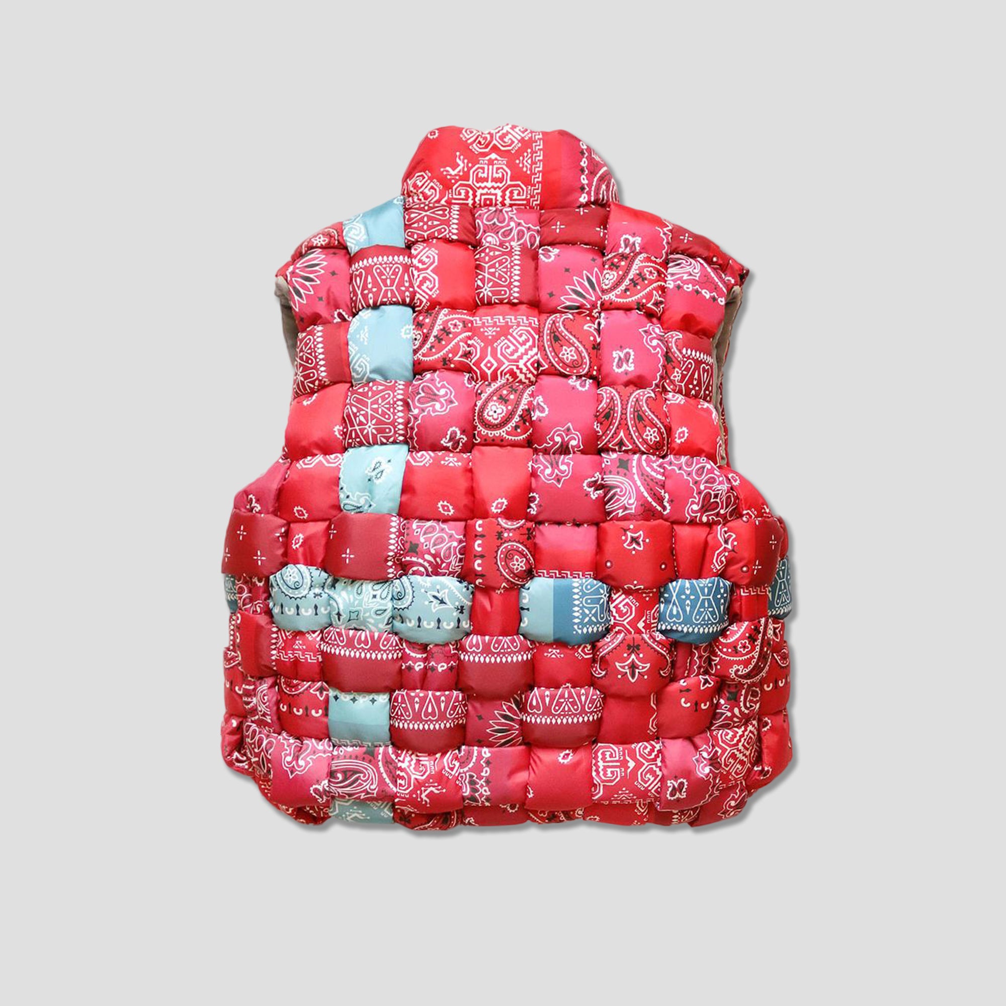 BANDANA PRINT NYLON KEEL WEAVING VEST - RED