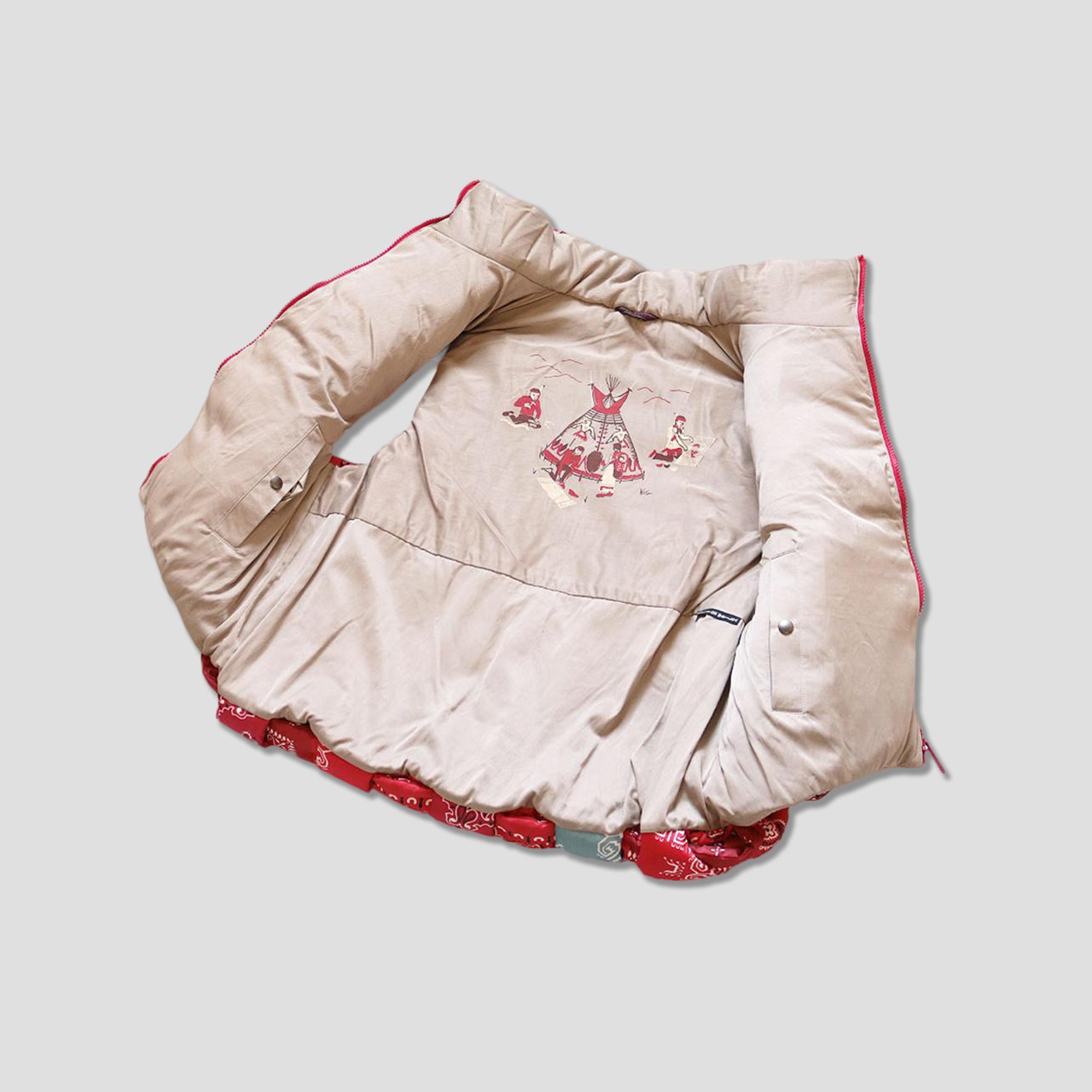 BANDANA PRINT NYLON KEEL WEAVING VEST - RED