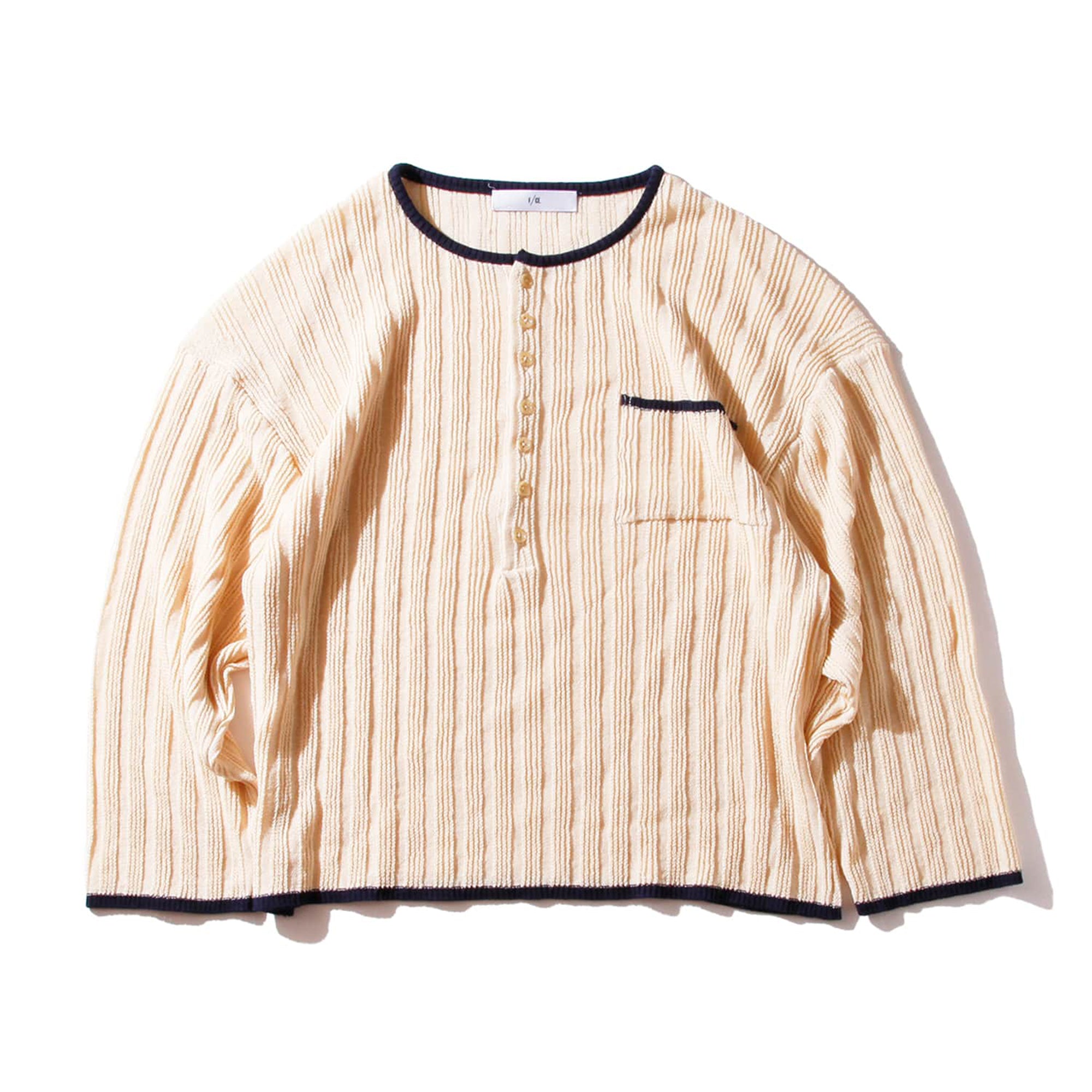 F/CE® | STRAW YARN KNIT HENRY SHIRTS - IVORY