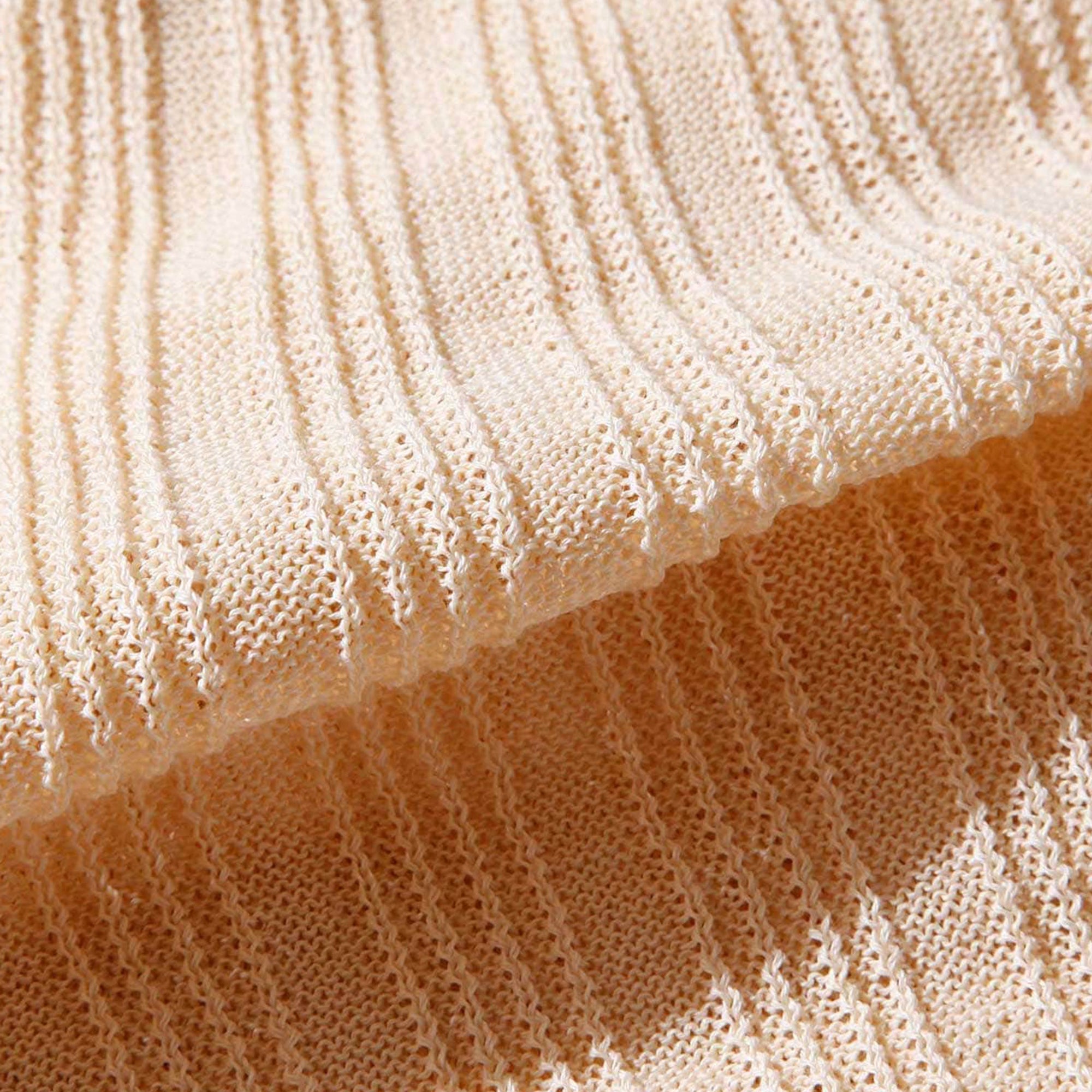 STRAW YARN KNIT HENRY SHIRTS - IVORY