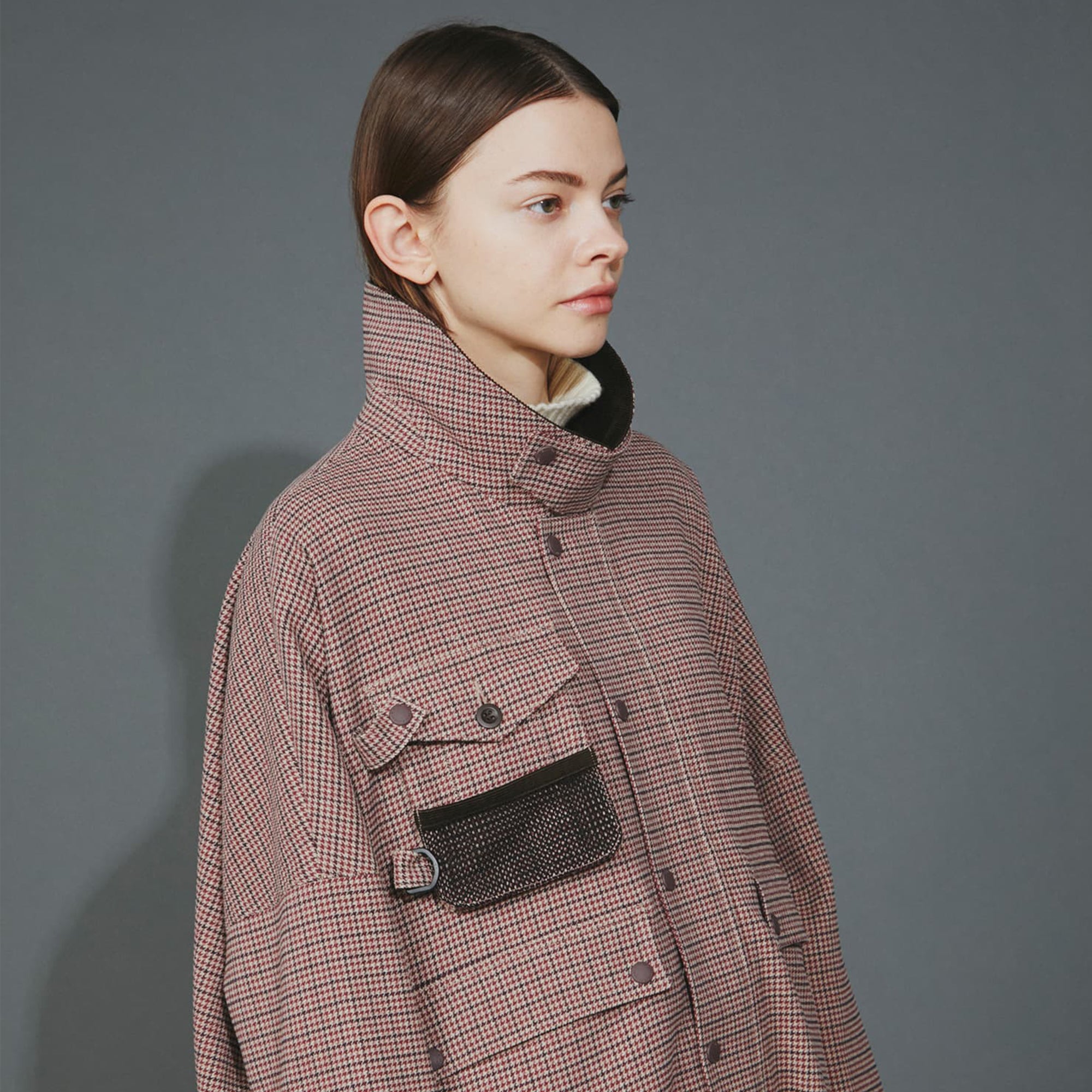 SOLOTEX CHECK HUNTING LONG COAT - BROWN