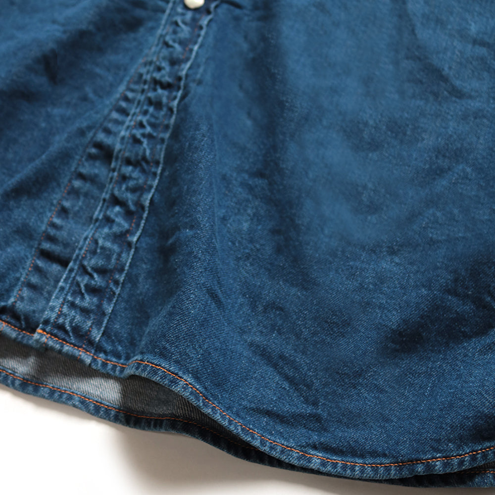 8oz DENIM LACE-UP WESTERN DRESS - INDIGO