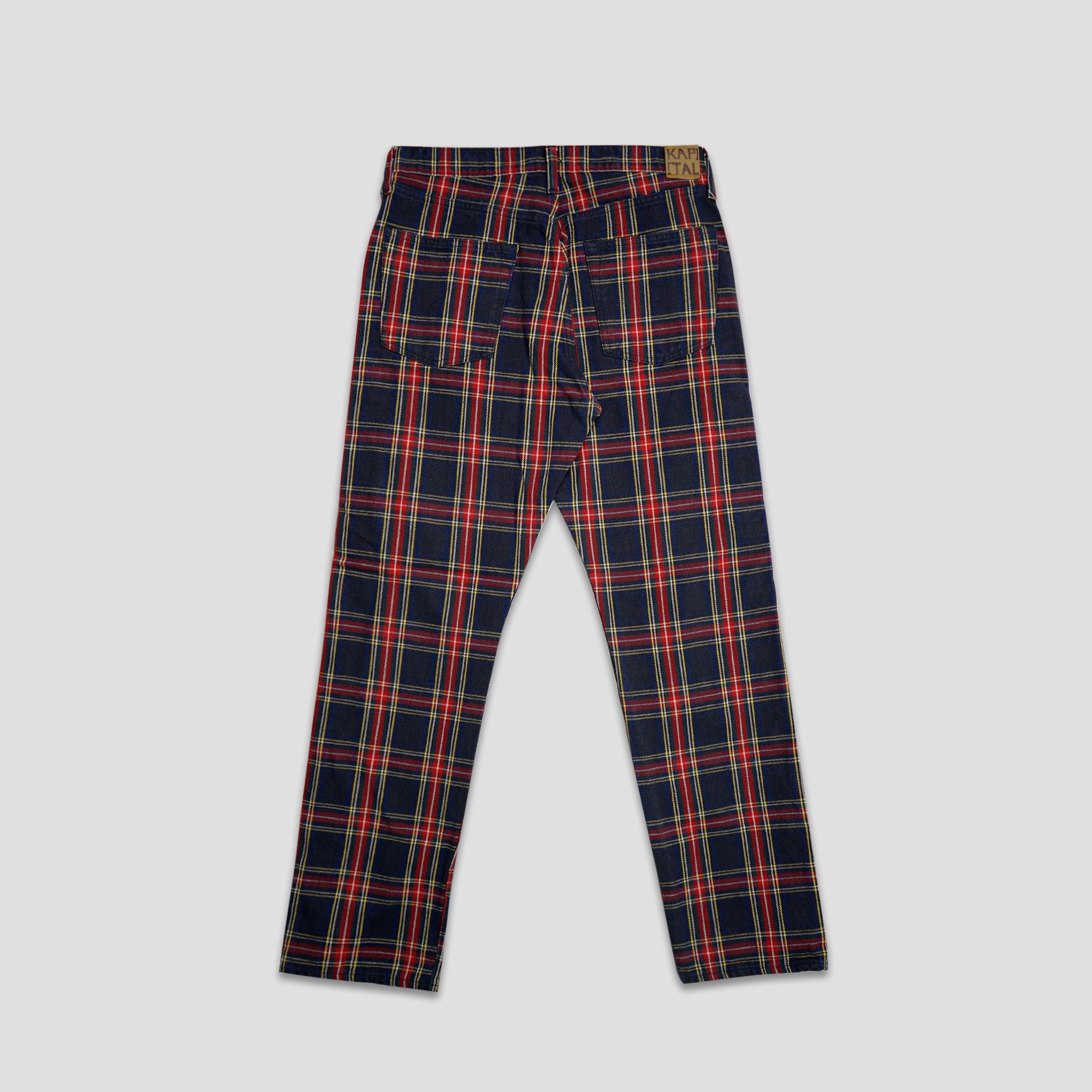 11oz TARTAN CHECK 5P MONKEY CISCO JEANS (STUDS REMAKE) - RED