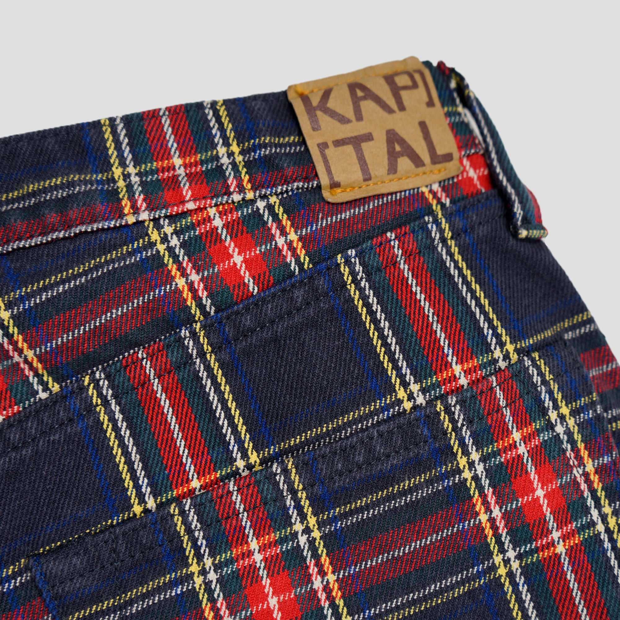 11oz TARTAN CHECK 5P MONKEY CISCO JEANS (STUDS REMAKE) - RED
